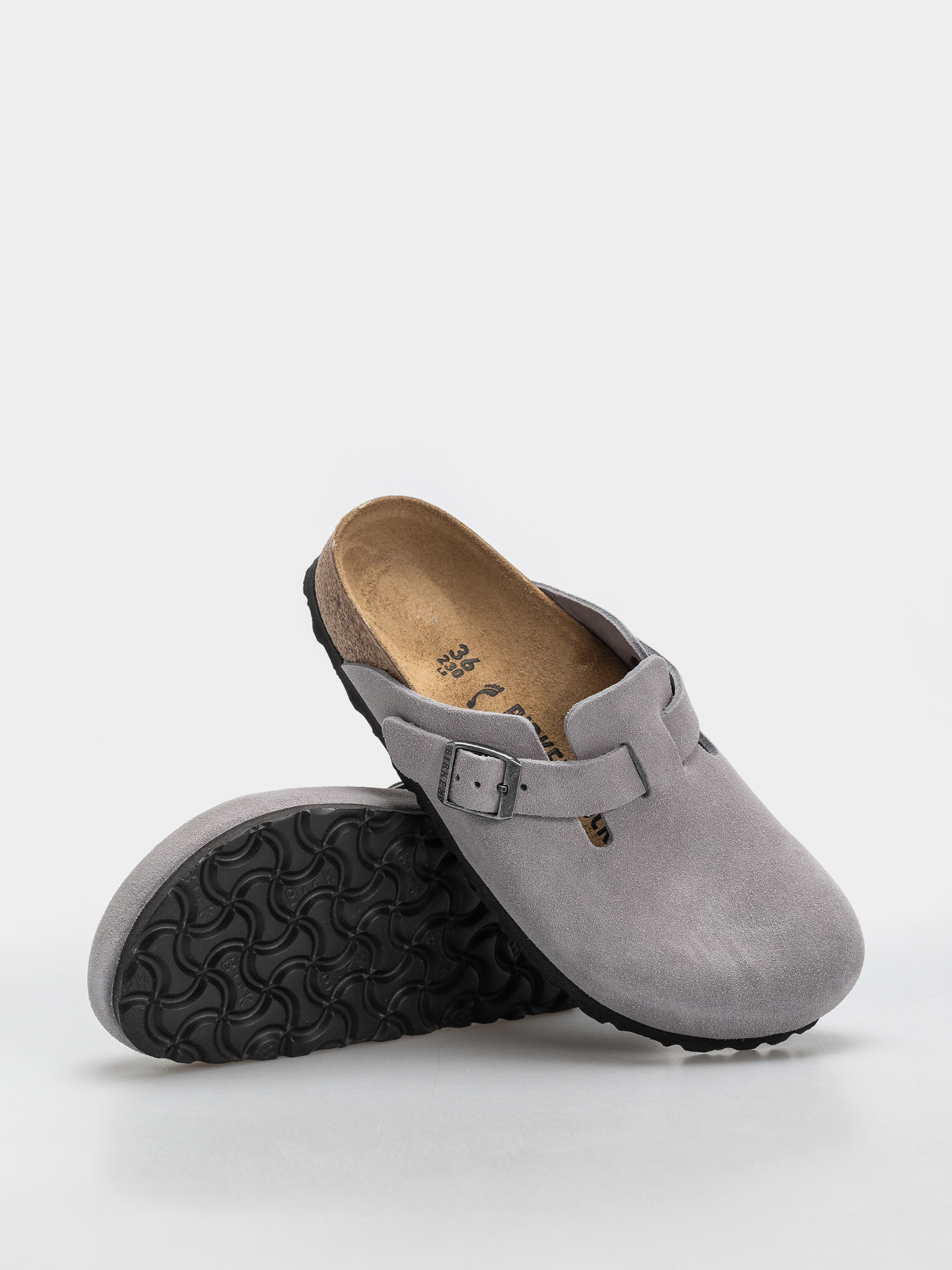 Plážovky Birkenstock Boston Suede Leather Narrow (lavender sky)