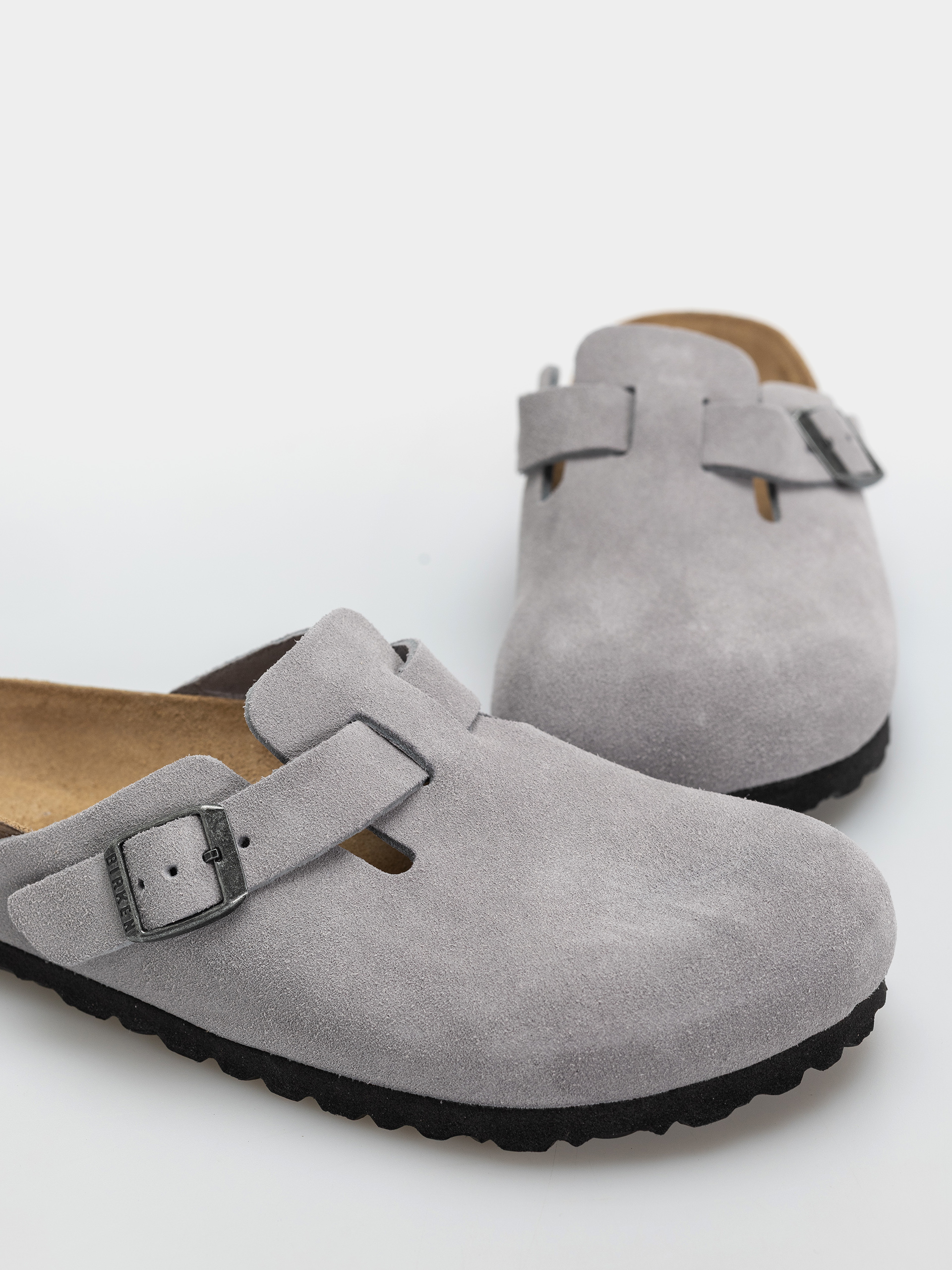 Plážovky Birkenstock Boston Suede Leather Narrow (lavender sky)