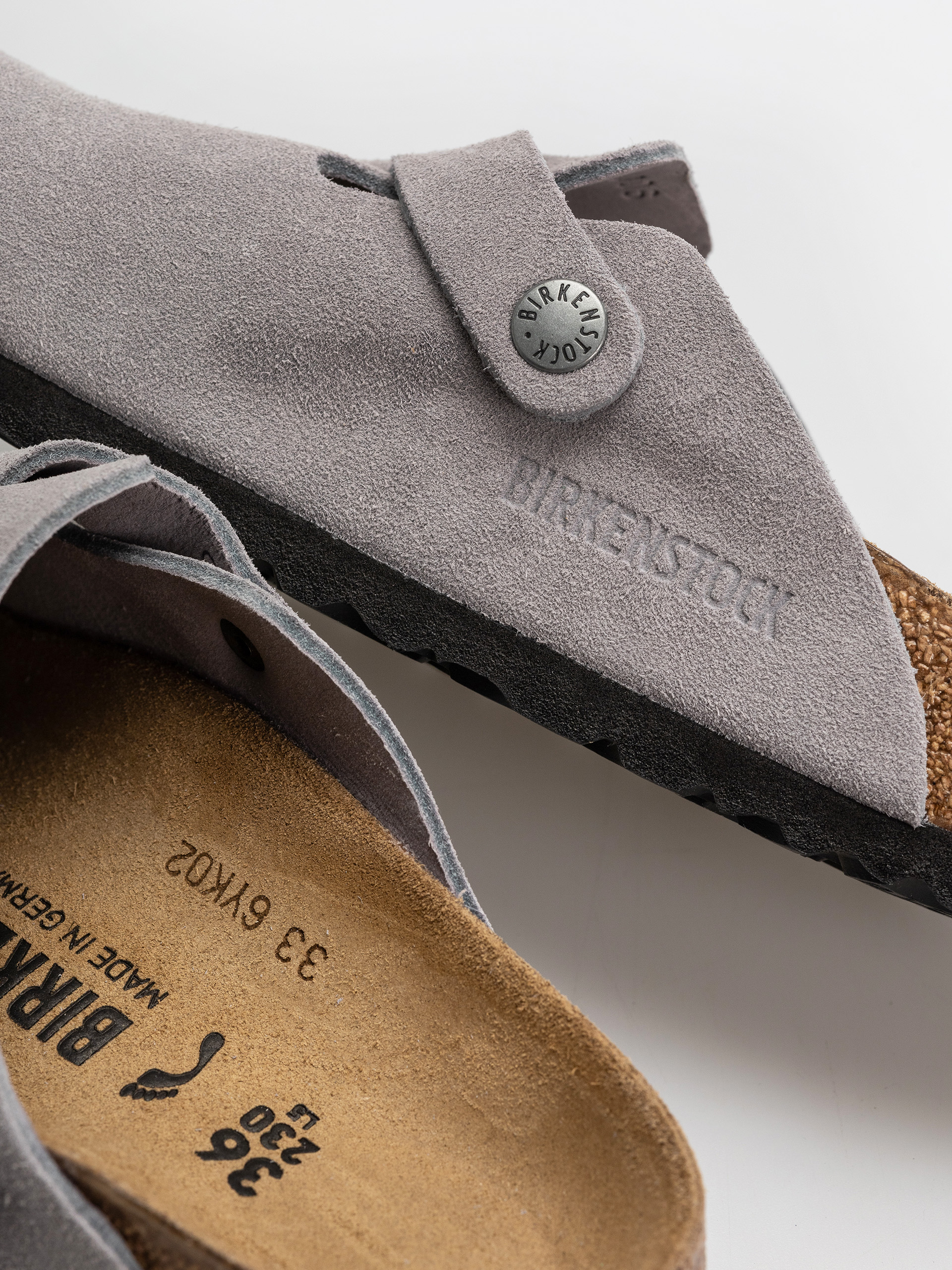 Plážovky Birkenstock Boston Suede Leather Narrow (lavender sky)