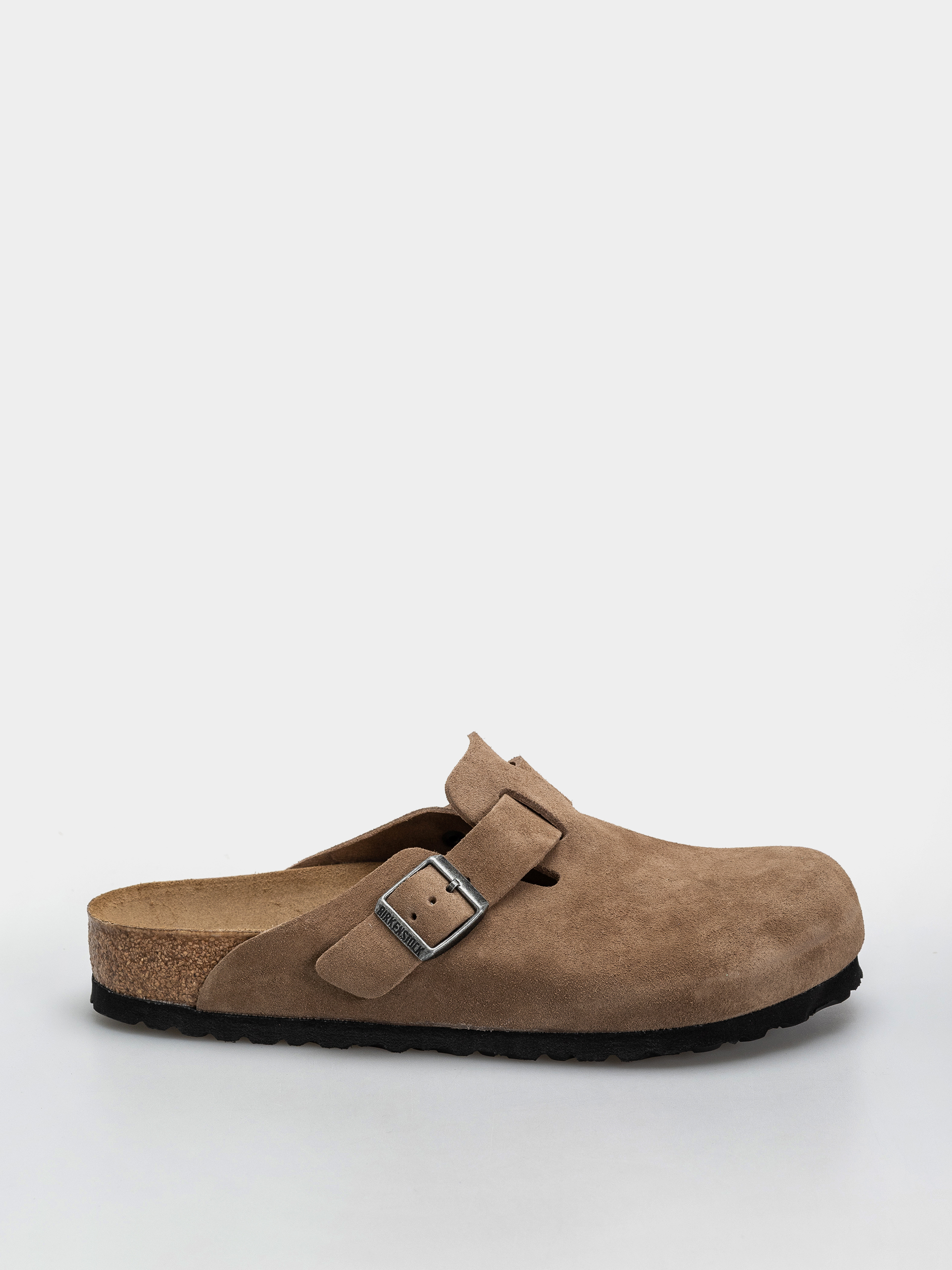 Plážovky Birkenstock Boston Suede Leather Regular (dark tea)