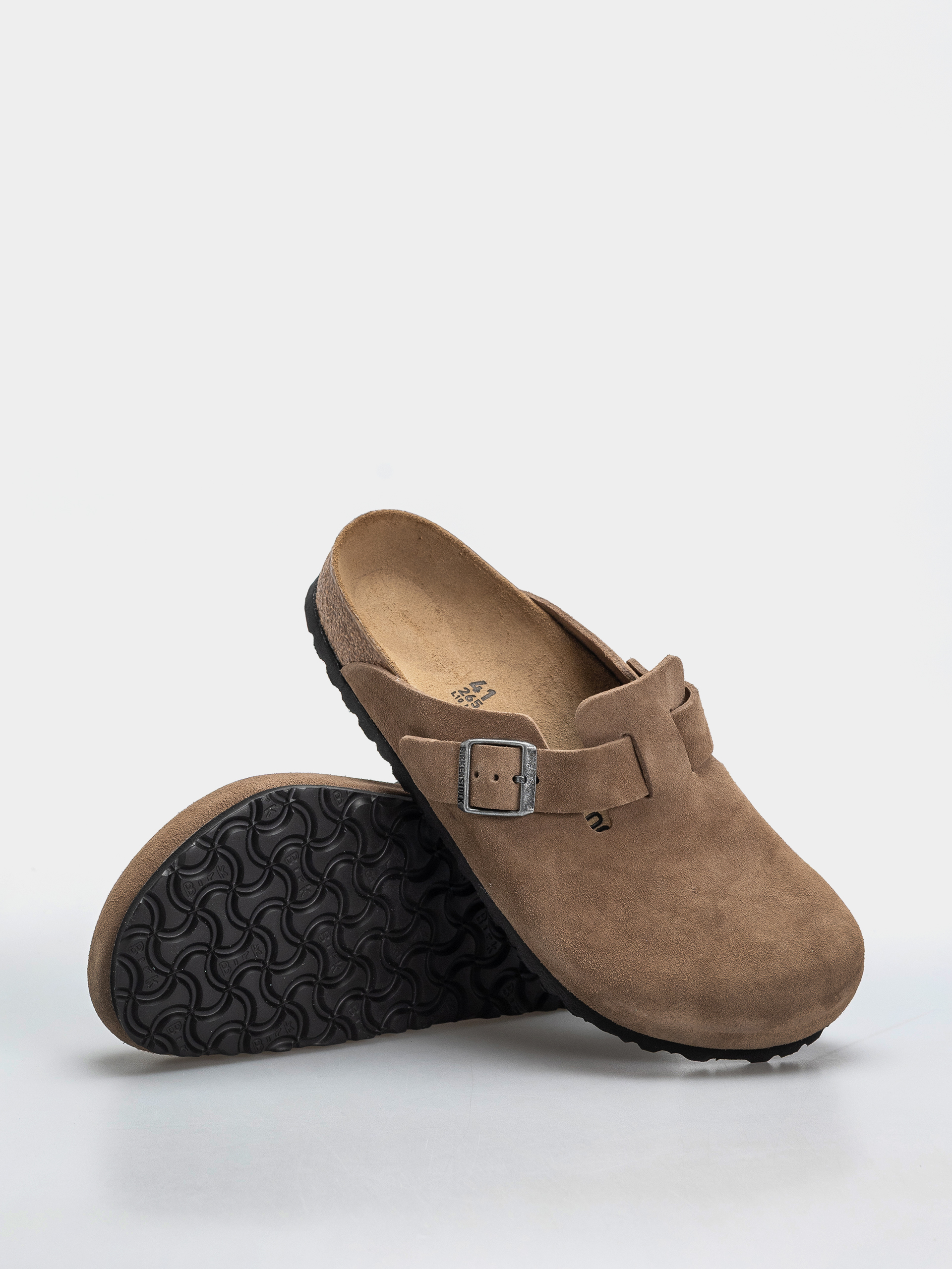 Plážovky Birkenstock Boston Suede Leather Regular (dark tea)