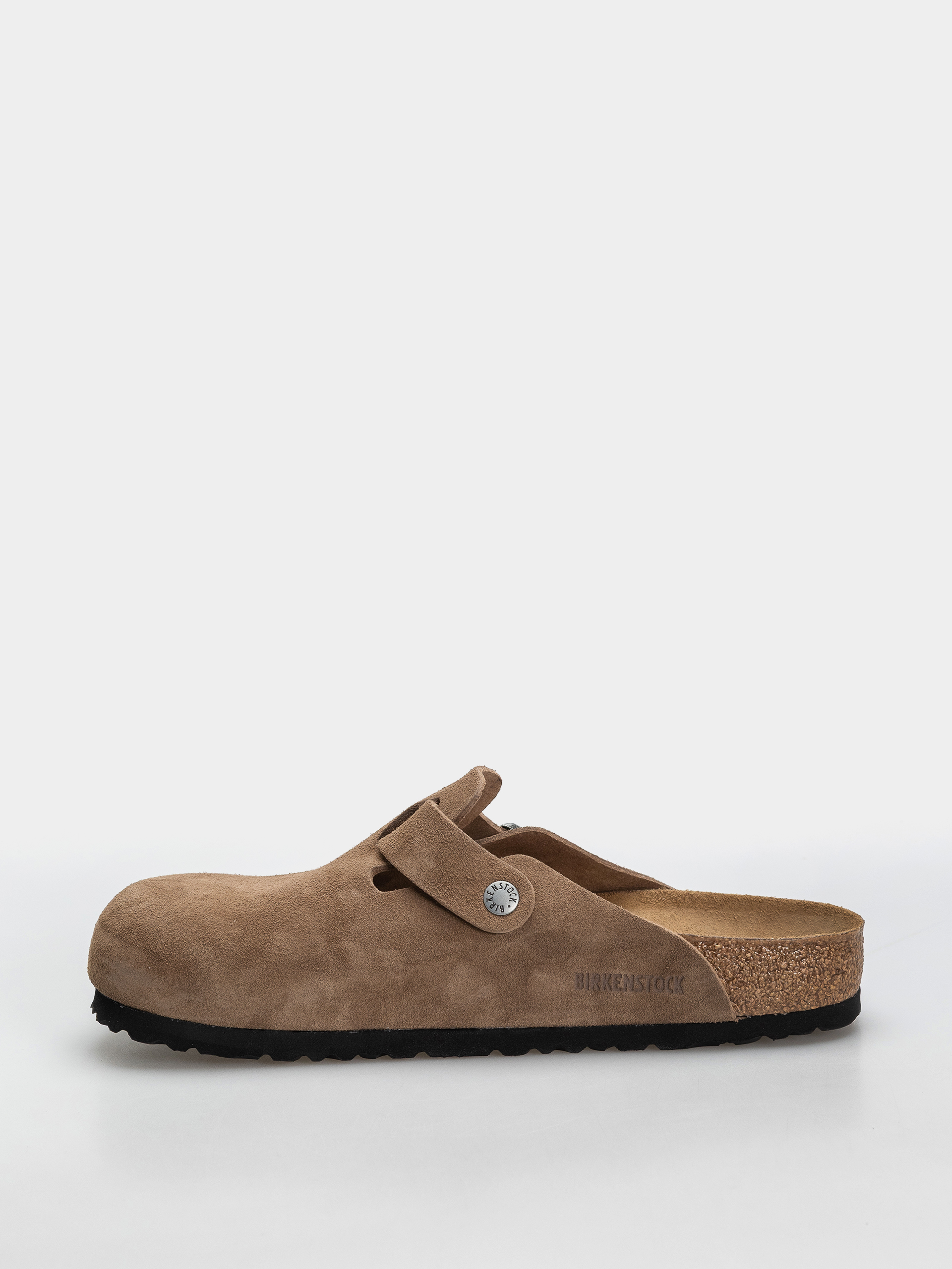 Plážovky Birkenstock Boston Suede Leather Regular (dark tea)