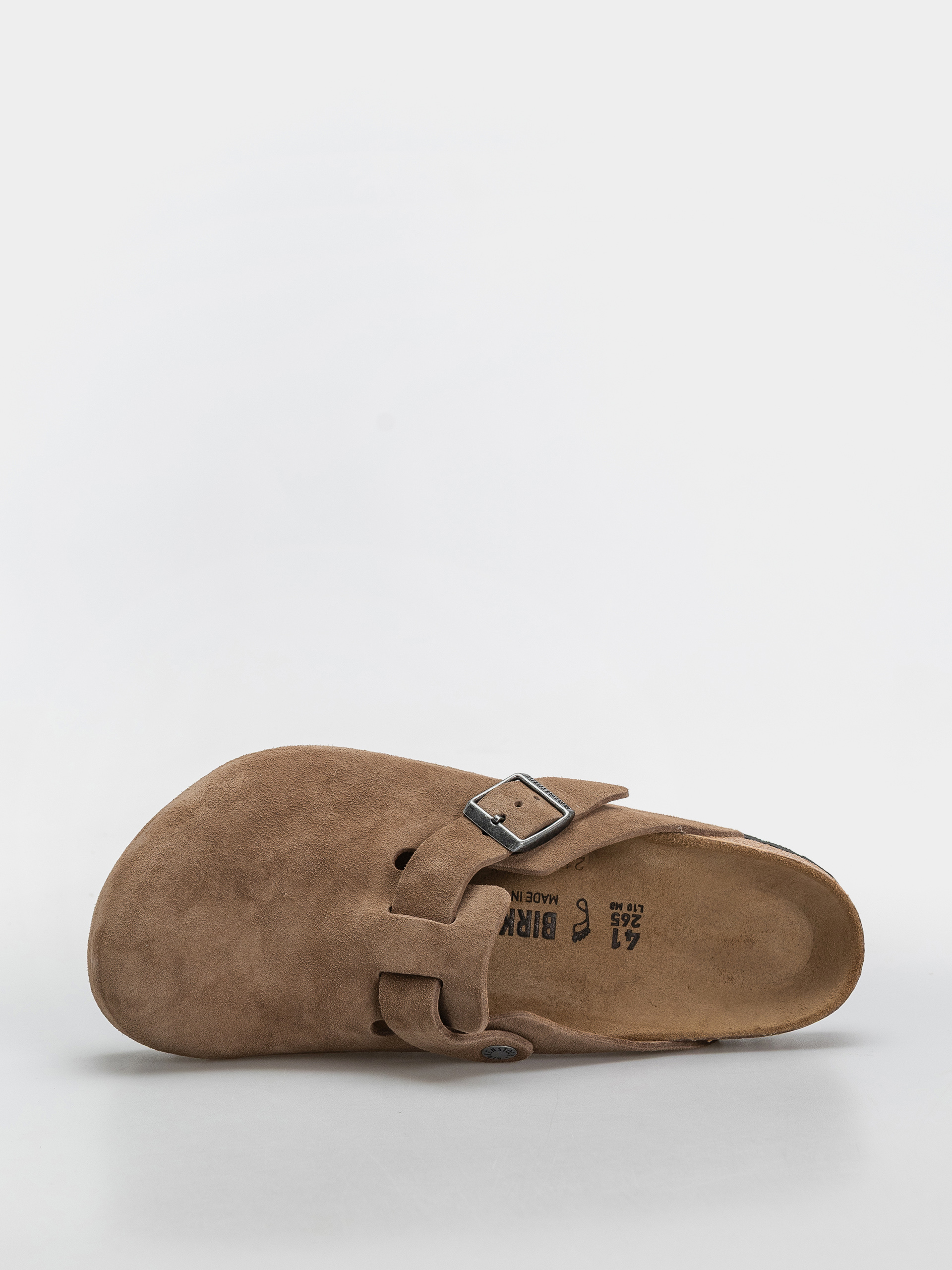 Plážovky Birkenstock Boston Suede Leather Regular (dark tea)