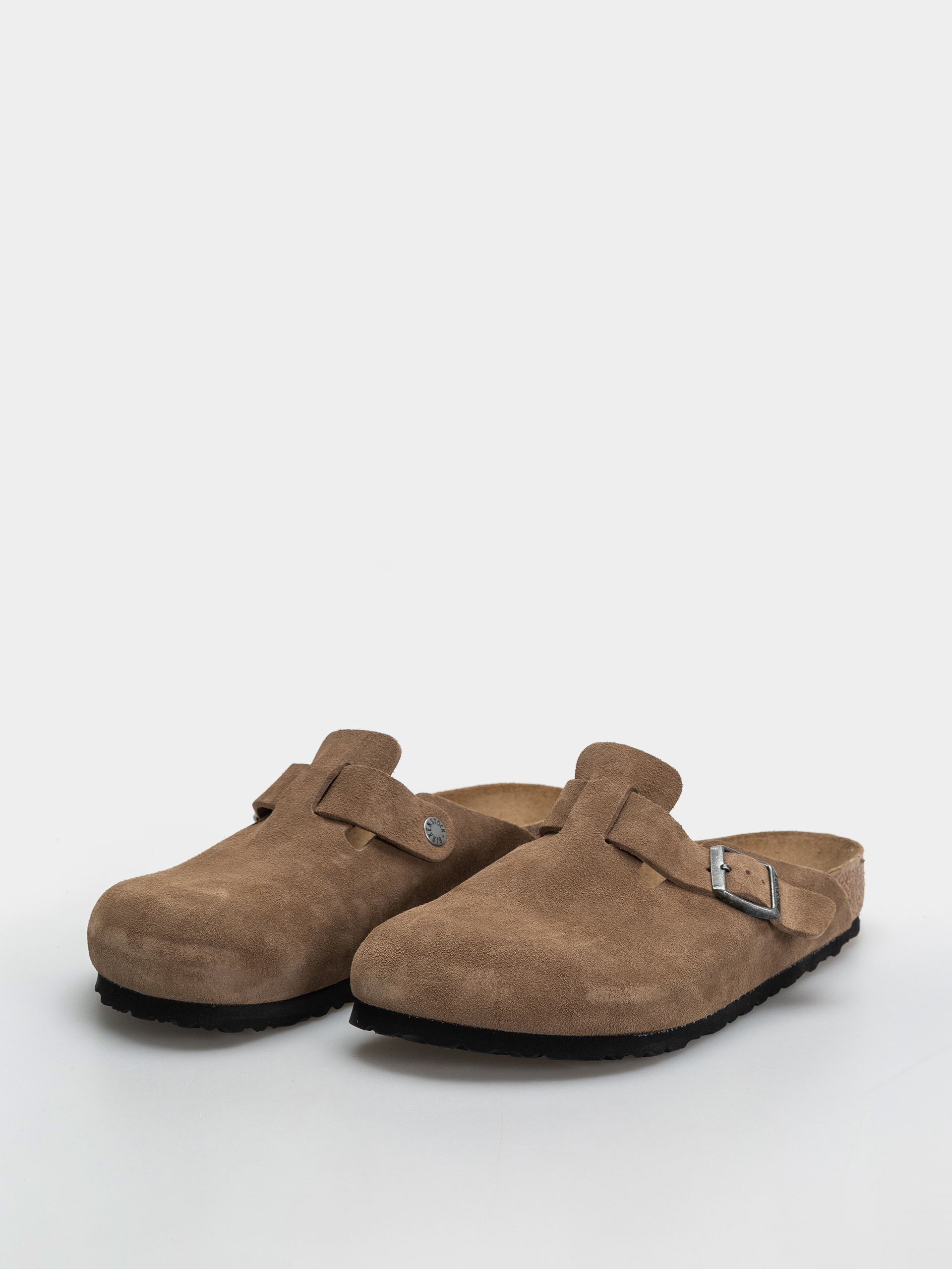 Plážovky Birkenstock Boston Suede Leather Regular (dark tea)