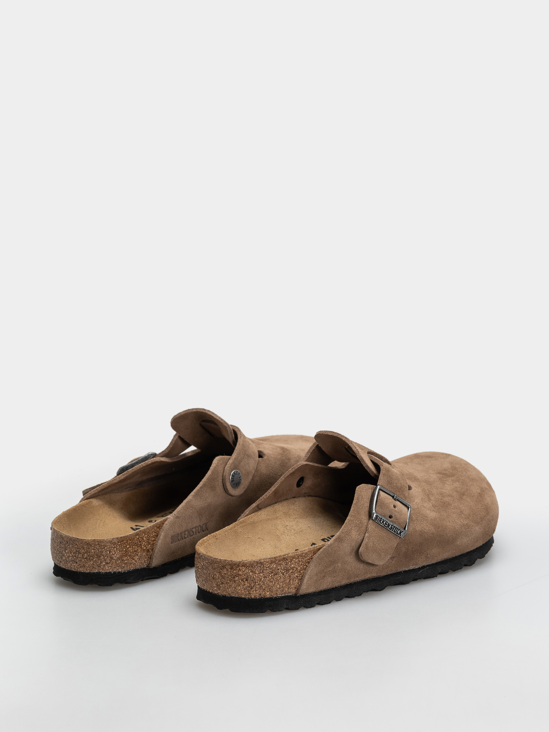 Plážovky Birkenstock Boston Suede Leather Regular (dark tea)