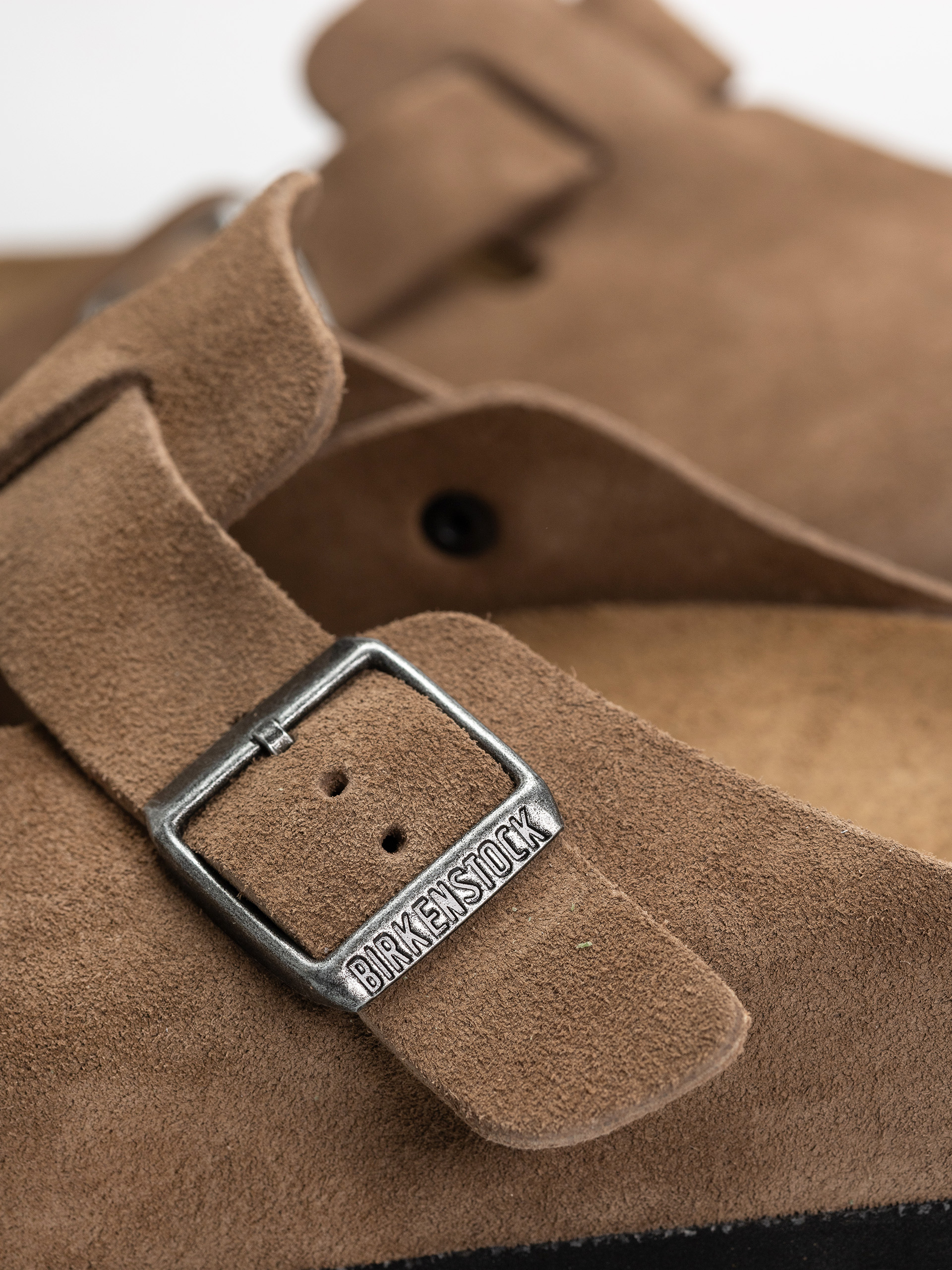 Plážovky Birkenstock Boston Suede Leather Regular (dark tea)