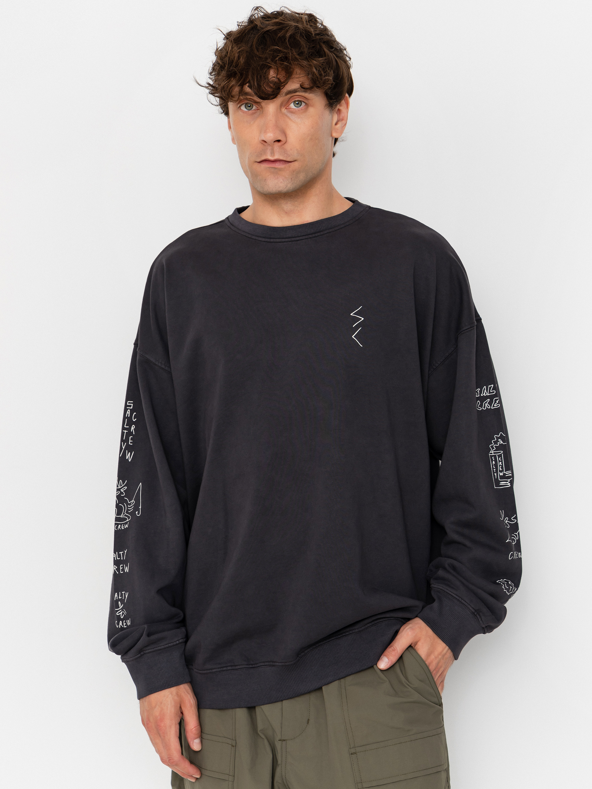 Mikina Salty Crew Reel Lb Crewneck (pirate black)