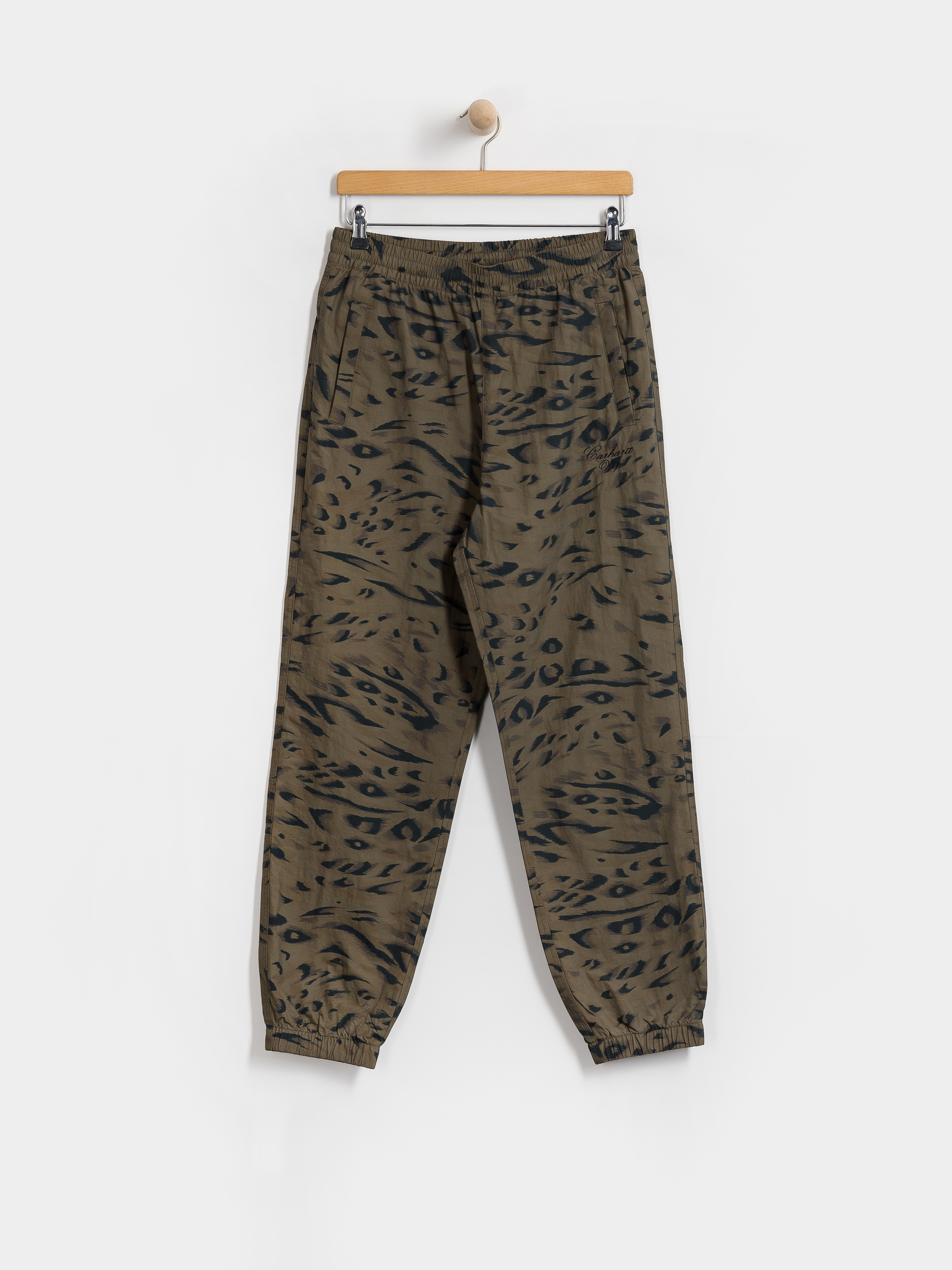 Kalhoty Carhartt WIP Travon Wmn (duck feather print cypress/black)