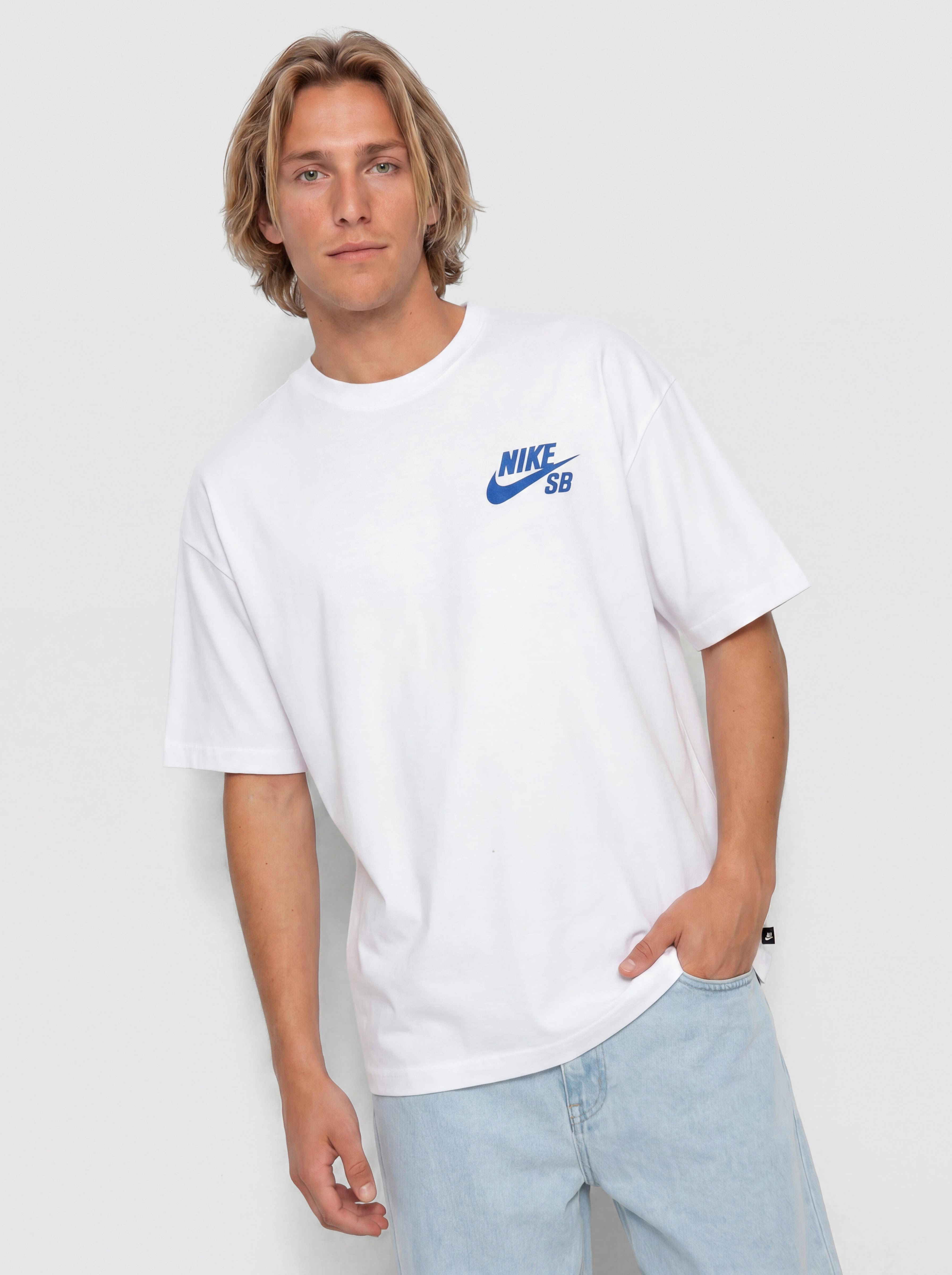 Tričko Nike SB Logo (white/game royal)