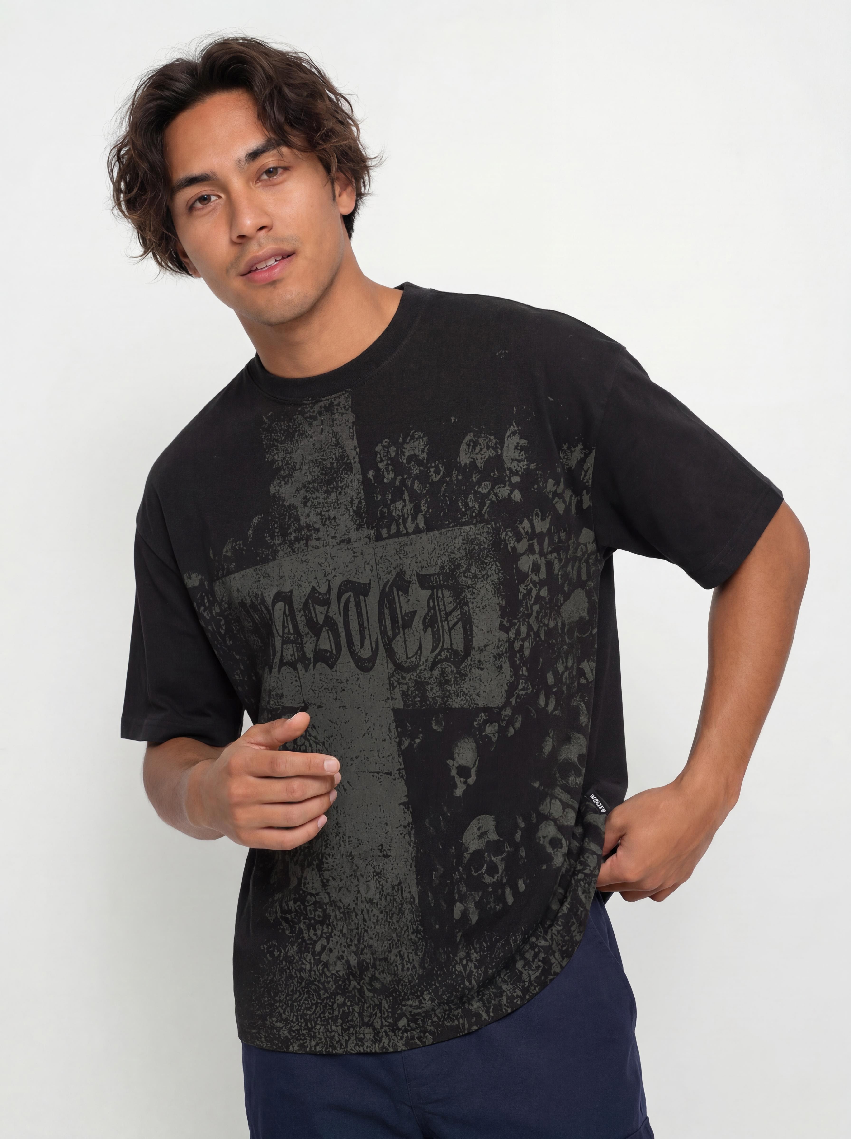 Tričko Wasted Paris Catacombs Boxy (faded black)