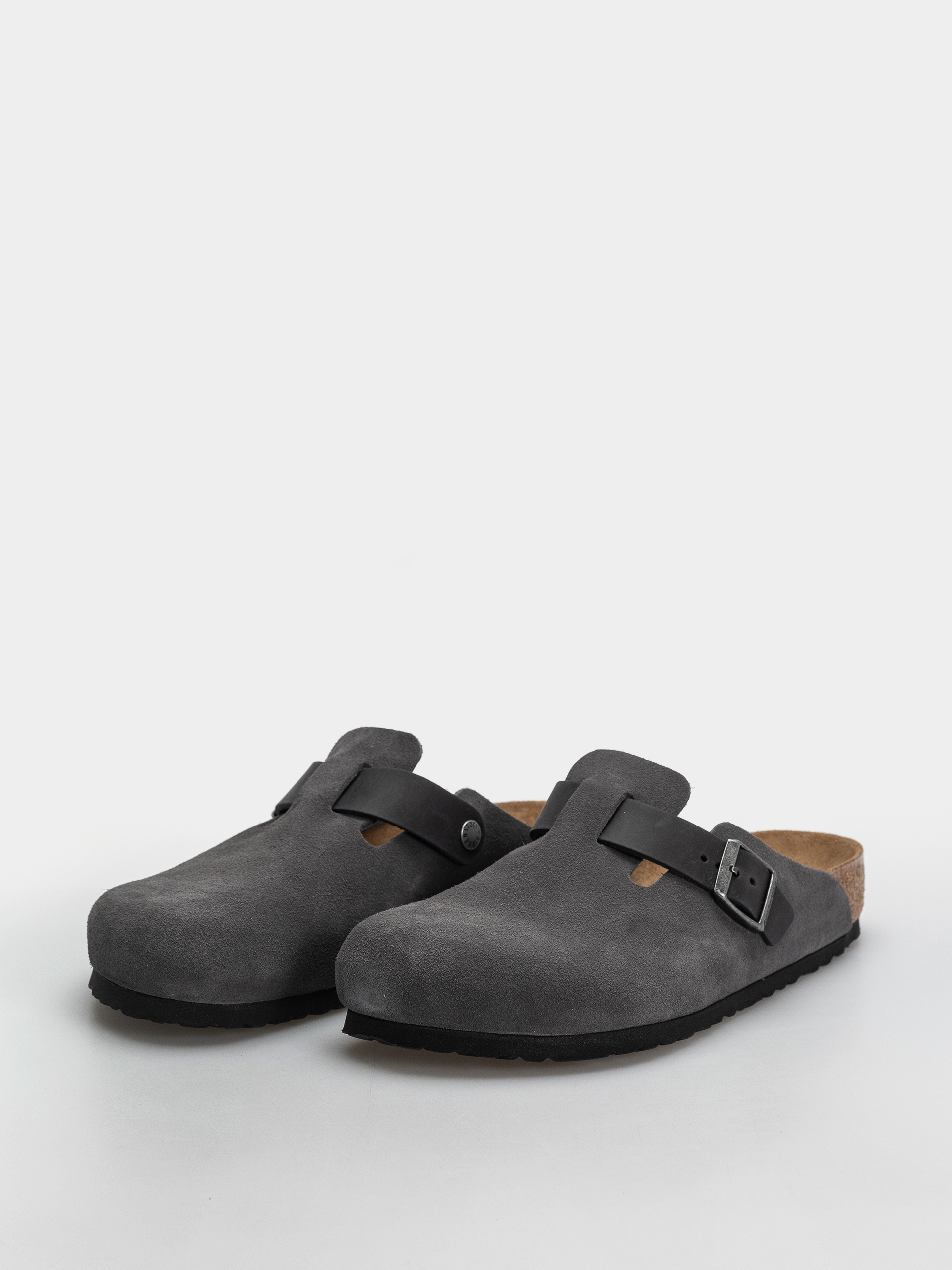 Plážovky Birkenstock Boston Mixed Leather Regular (charcoal)