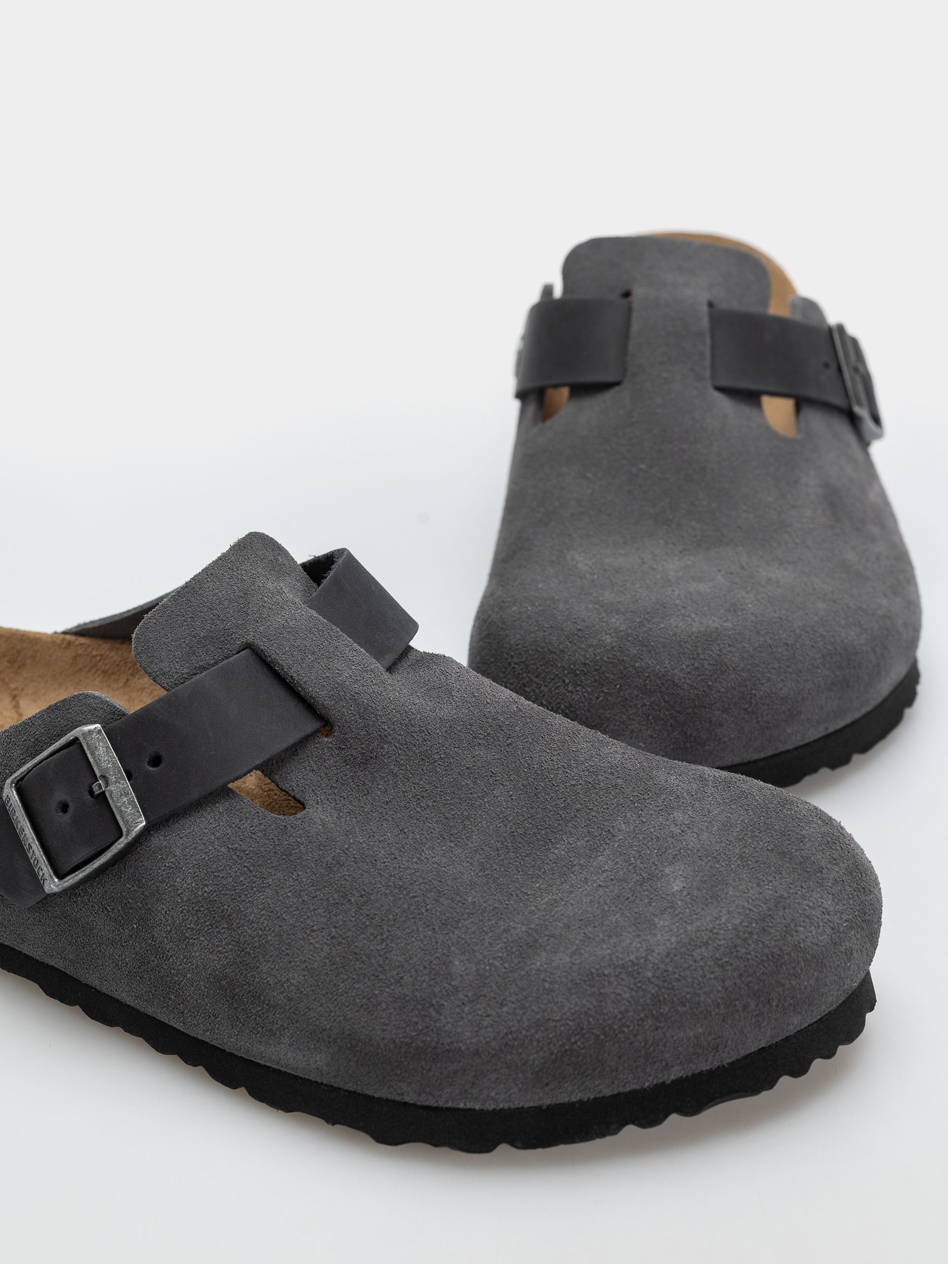 Plážovky Birkenstock Boston Mixed Leather Regular (charcoal)