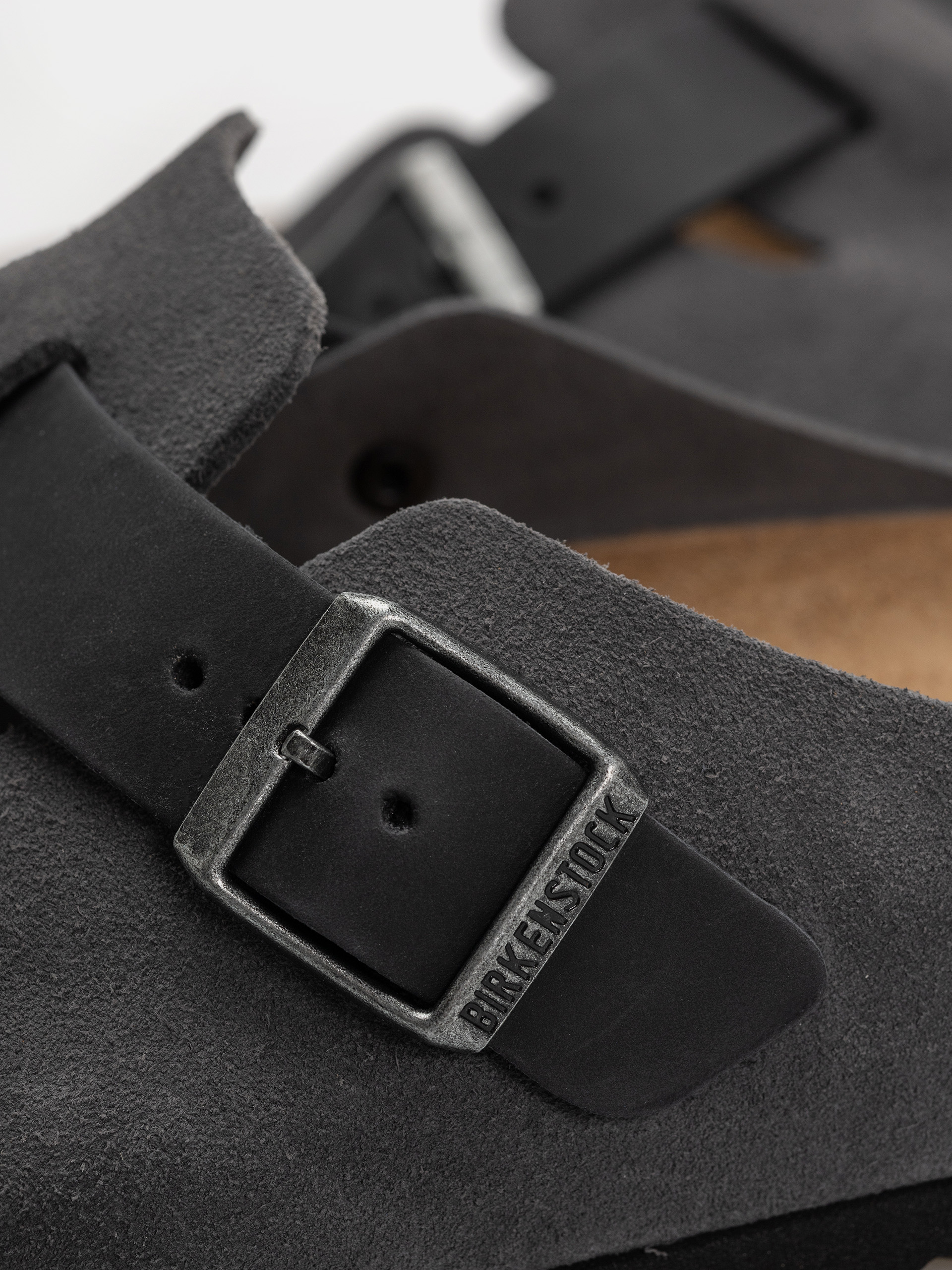 Plážovky Birkenstock Boston Mixed Leather Regular (charcoal)