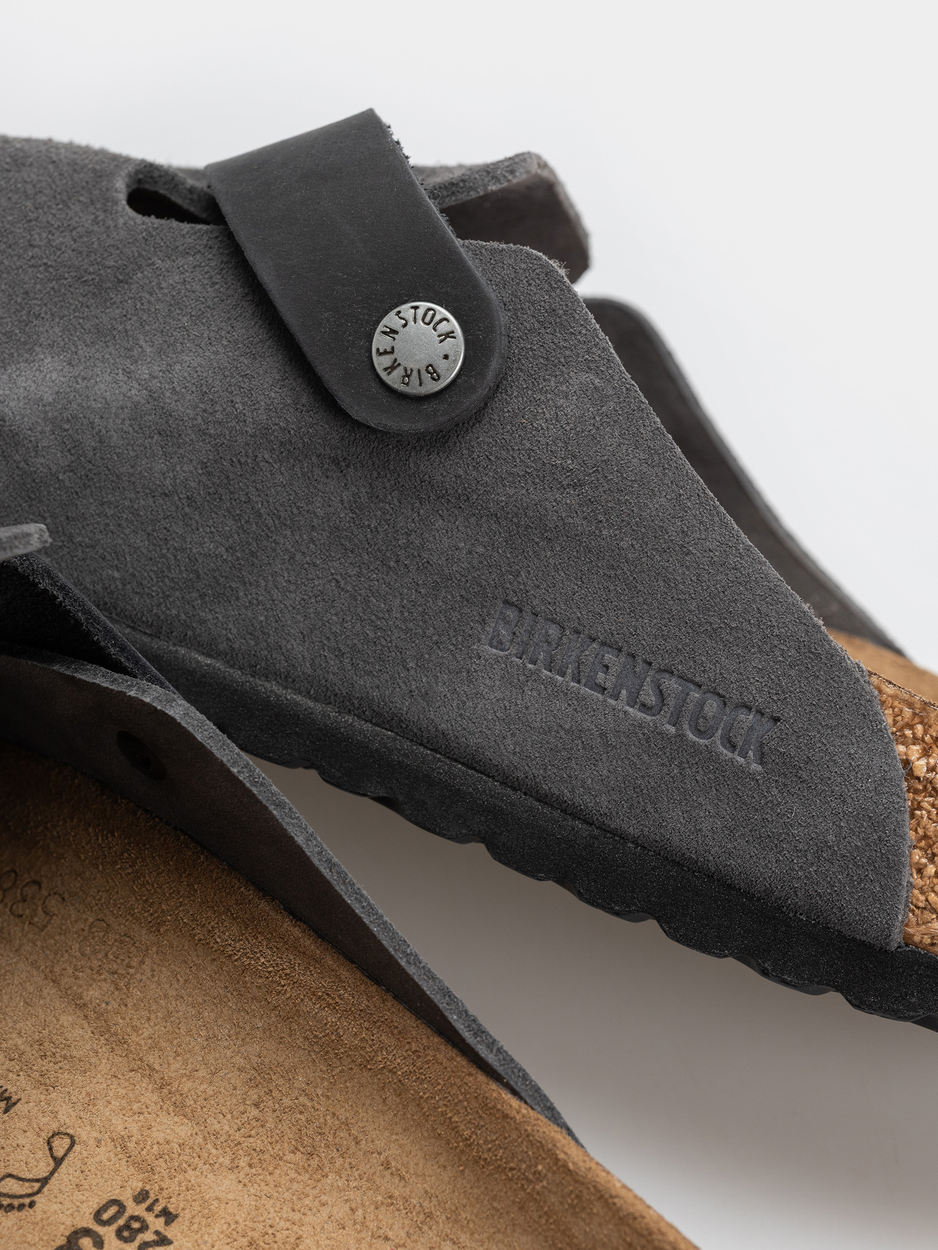 Plážovky Birkenstock Boston Mixed Leather Regular (charcoal)