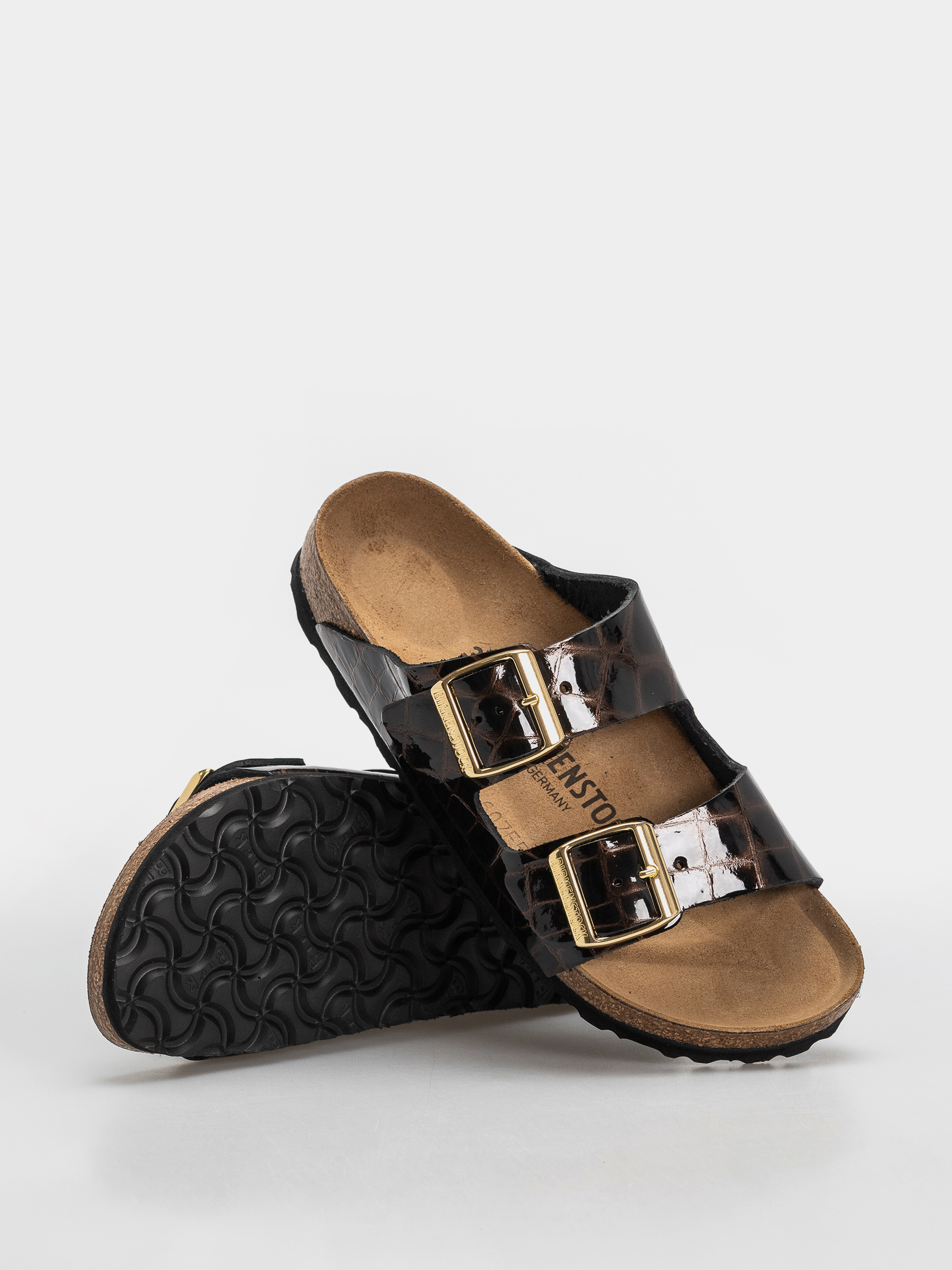 Plážovky Birkenstock Arizona Leather Narrow Wmn (emboss leather black)