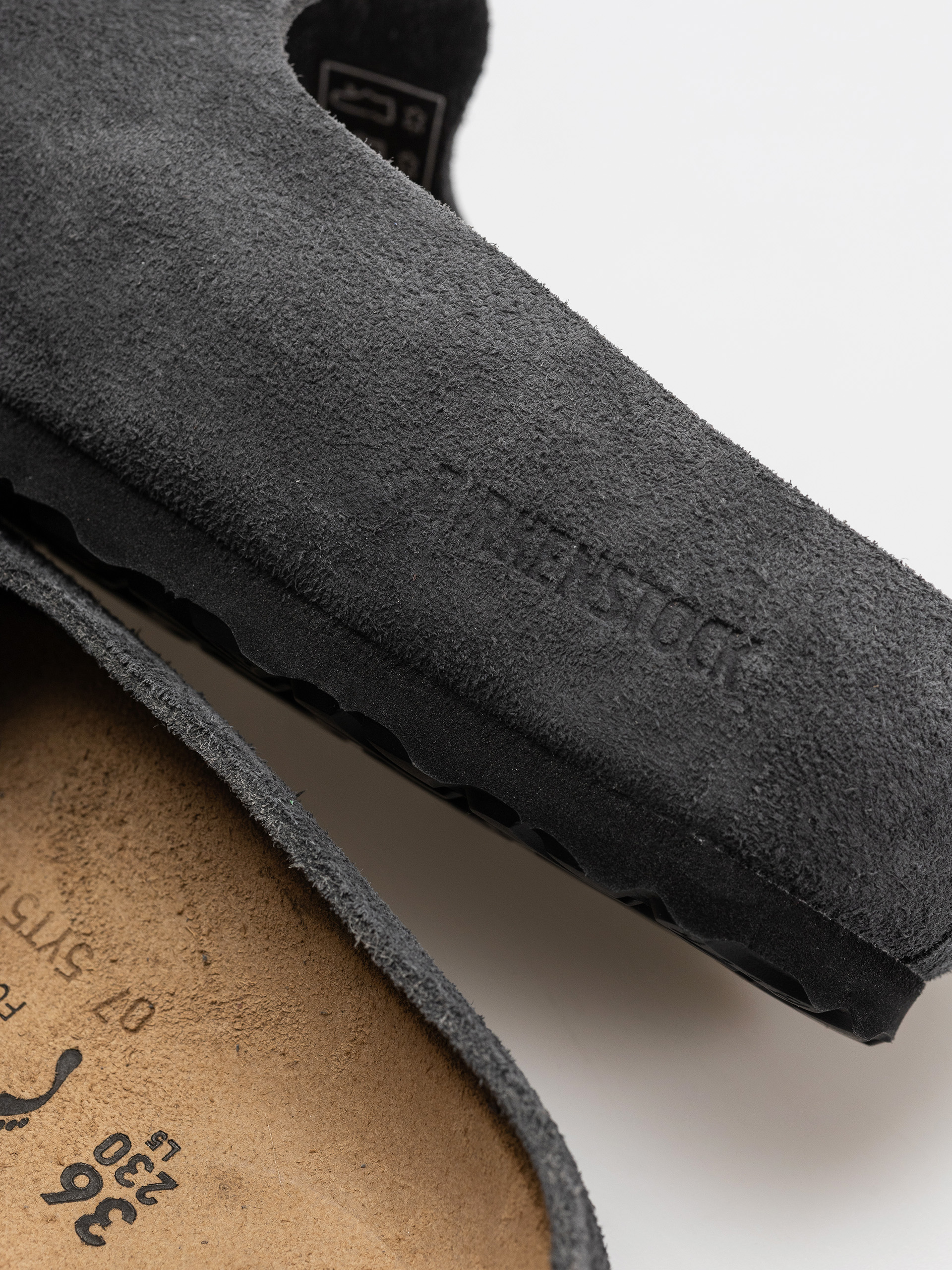 Plážovky Birkenstock Amsterdam Wrapped Suede Leather Narrow (charcoal)