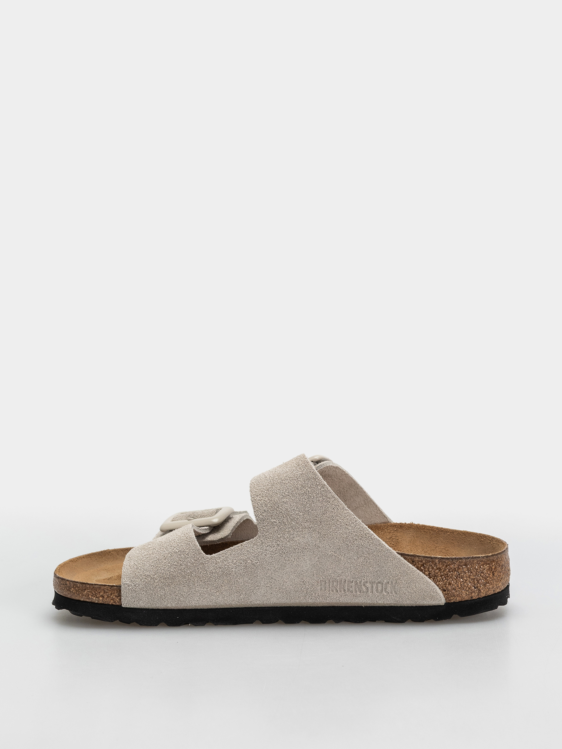 Plážovky Birkenstock Arizona Suede Leather Cushion Buckle Narrow Wmn (oyster)