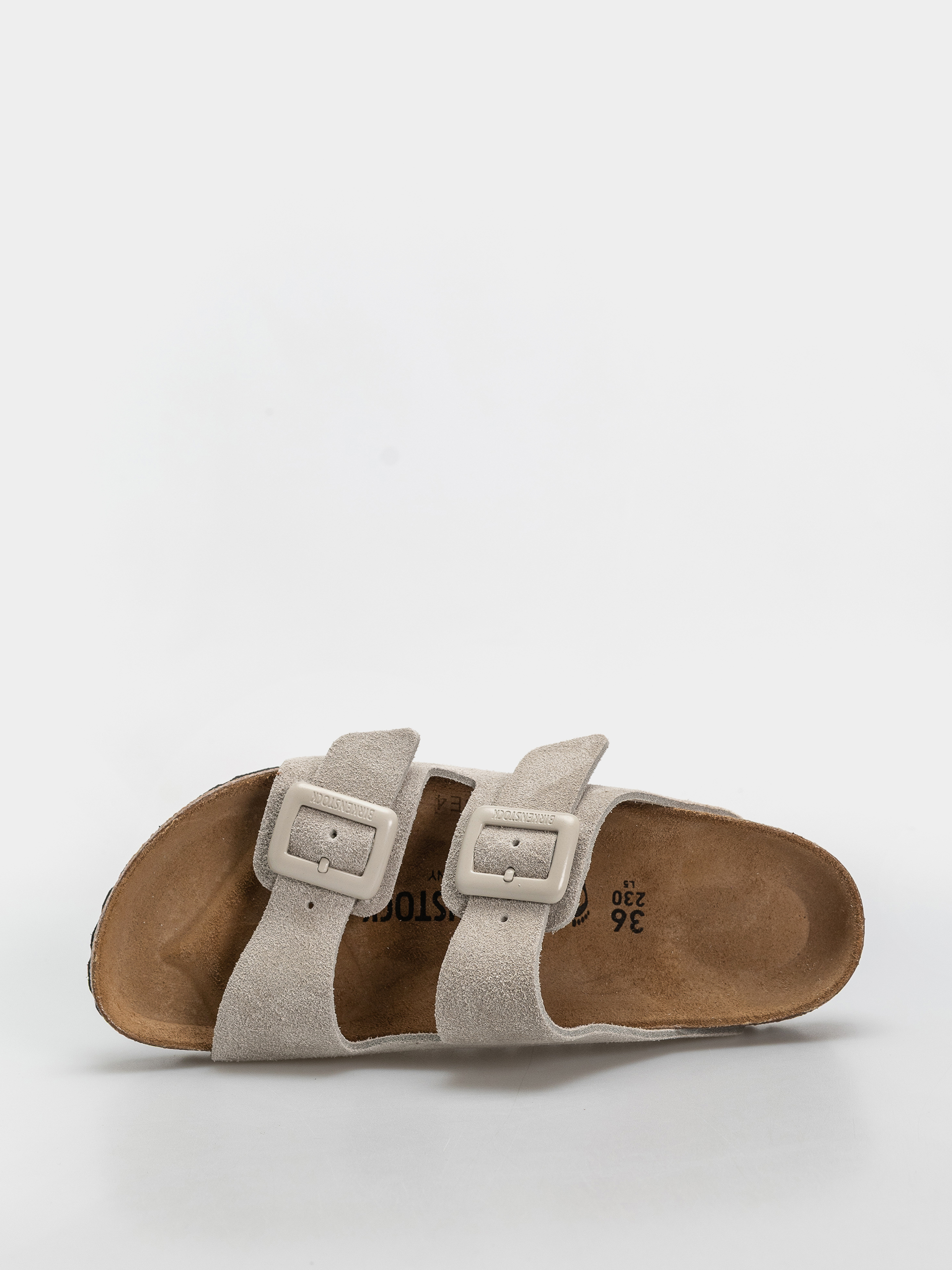 Plážovky Birkenstock Arizona Suede Leather Cushion Buckle Narrow Wmn (oyster)