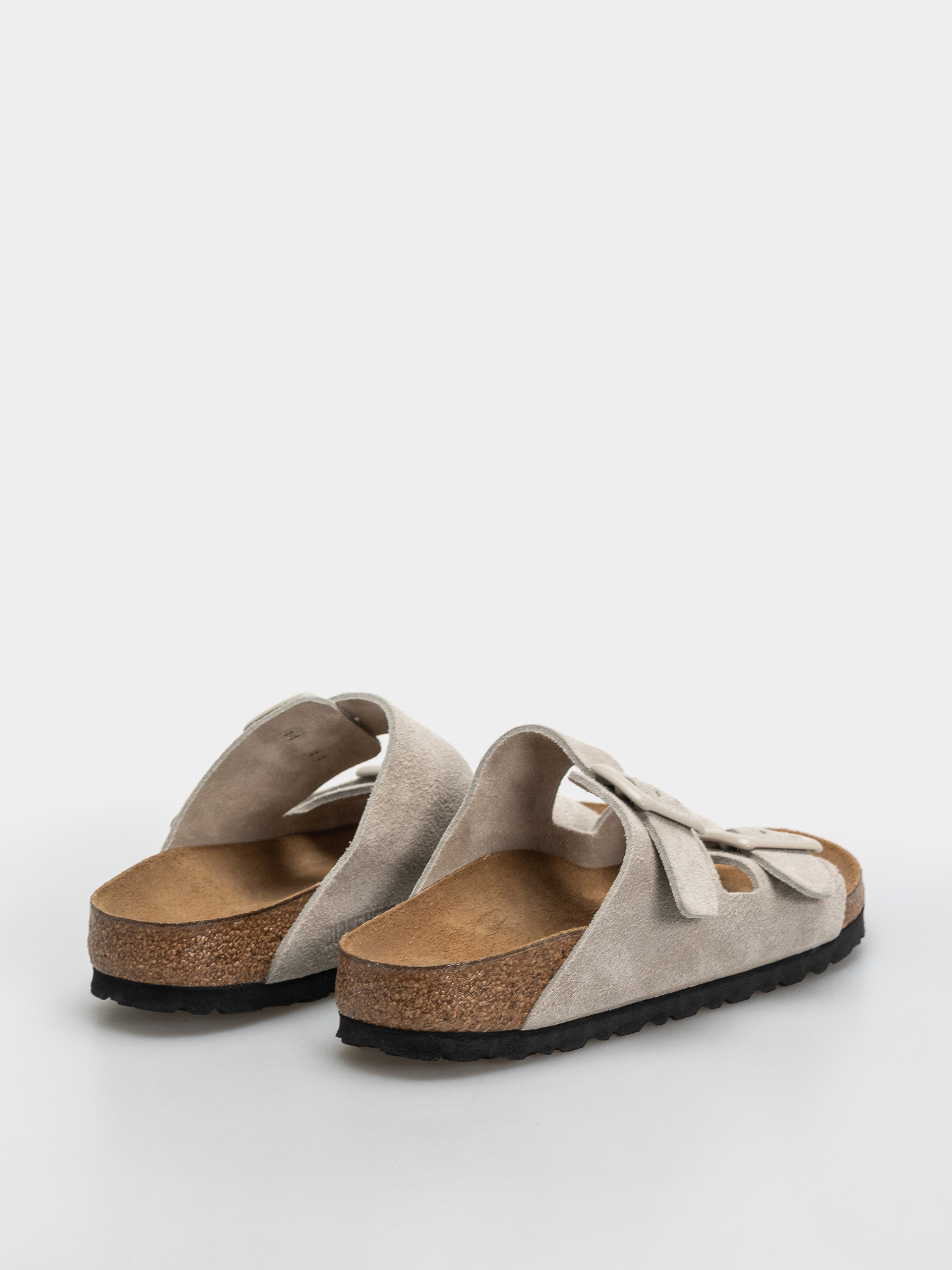 Plážovky Birkenstock Arizona Suede Leather Cushion Buckle Narrow Wmn (oyster)