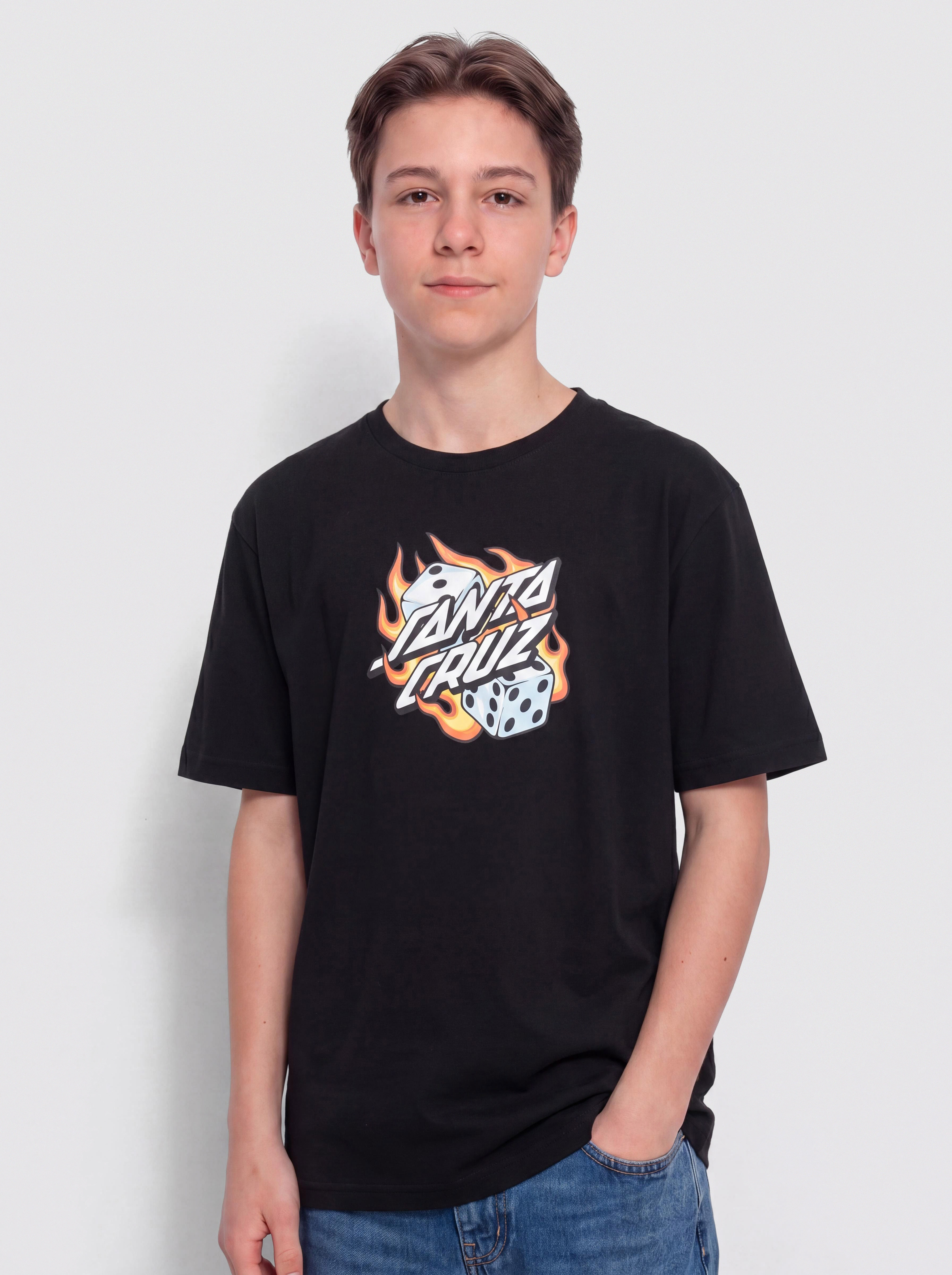 Tričko Santa Cruz Flaming Dice Dot JR (black)
