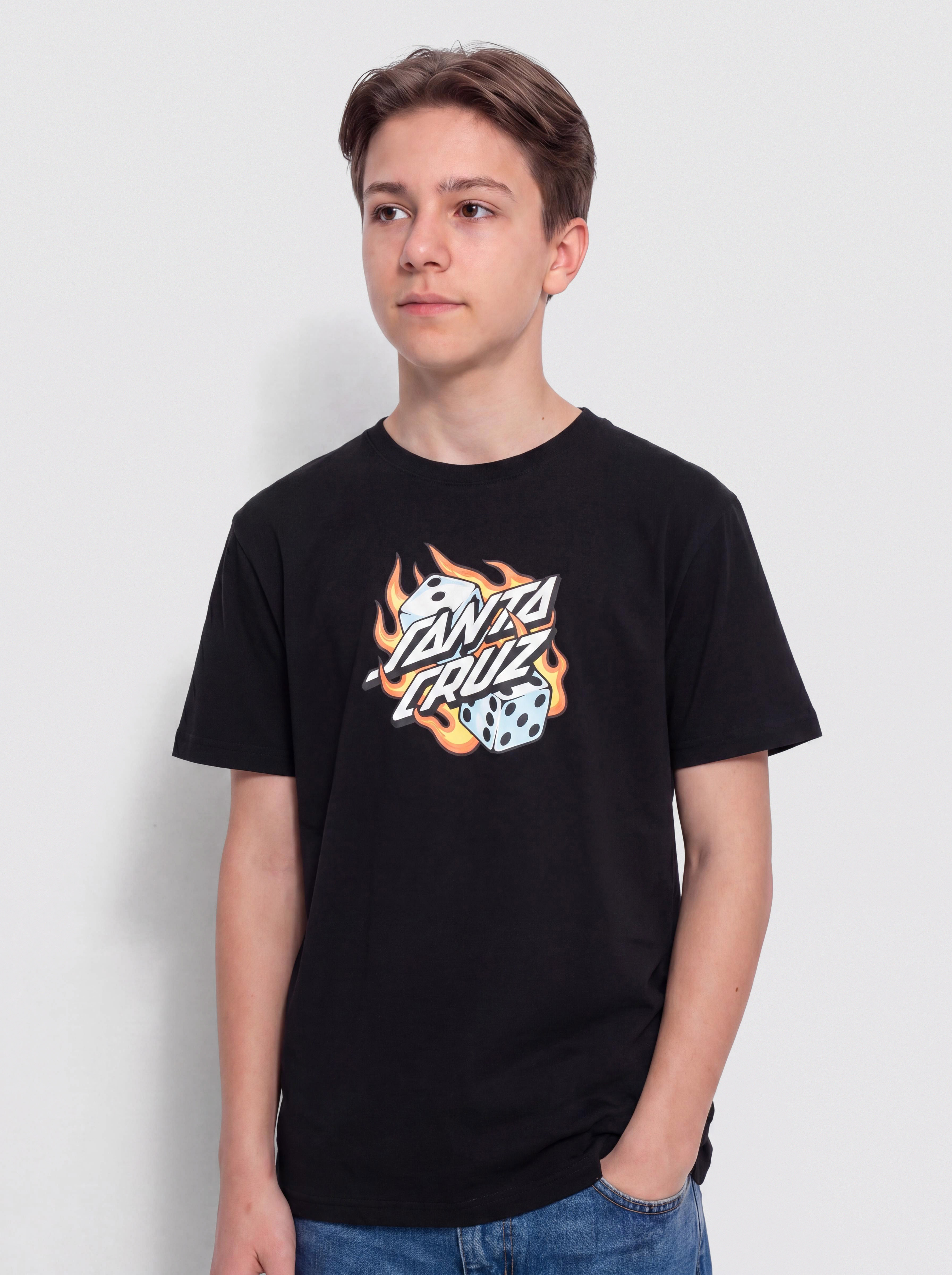Tričko Santa Cruz Flaming Dice Dot JR (black)