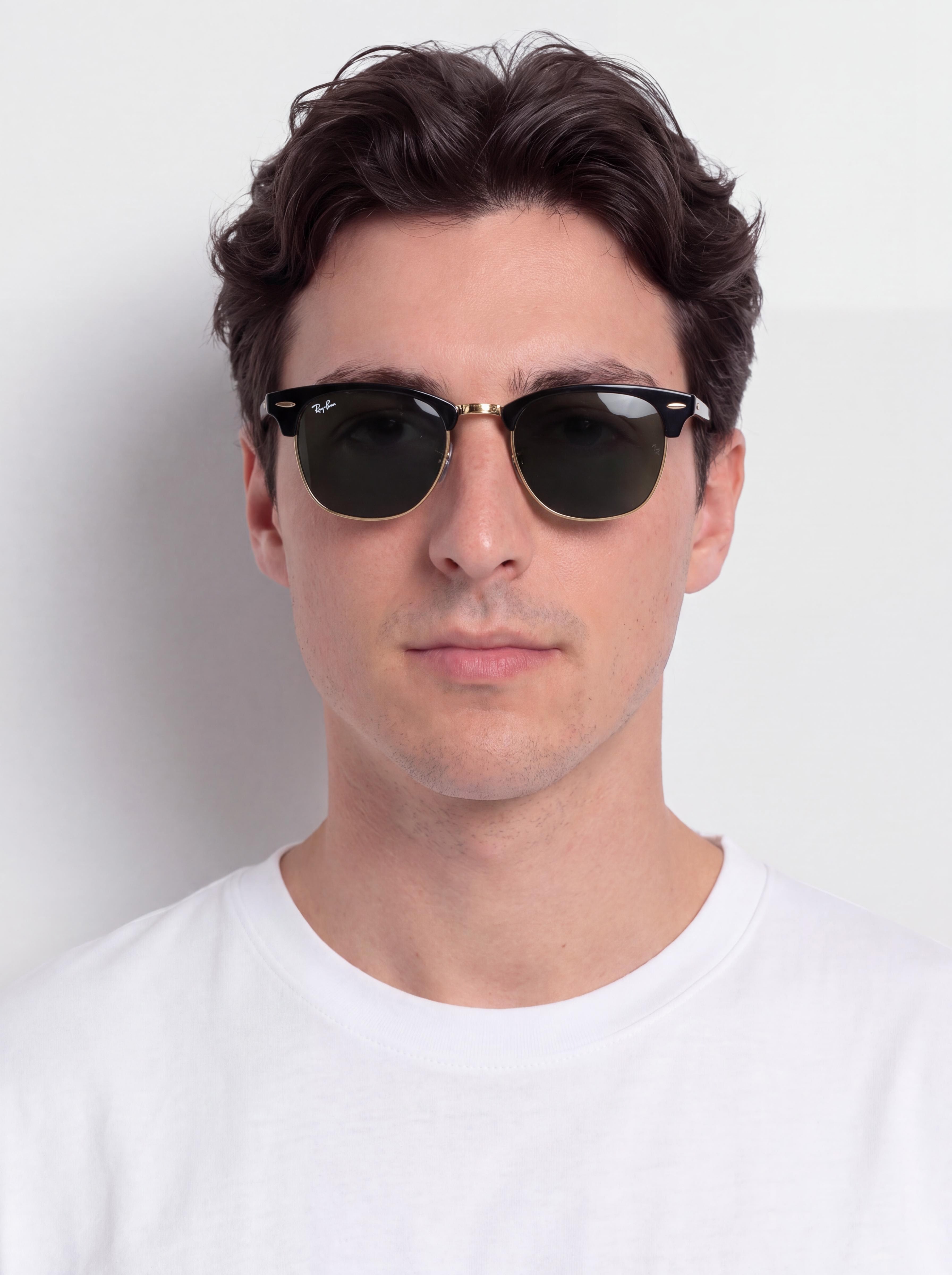Sluneční brýle Ray-Ban Clubmaster Classic (polerowany czarno-złote/zielone g-15)