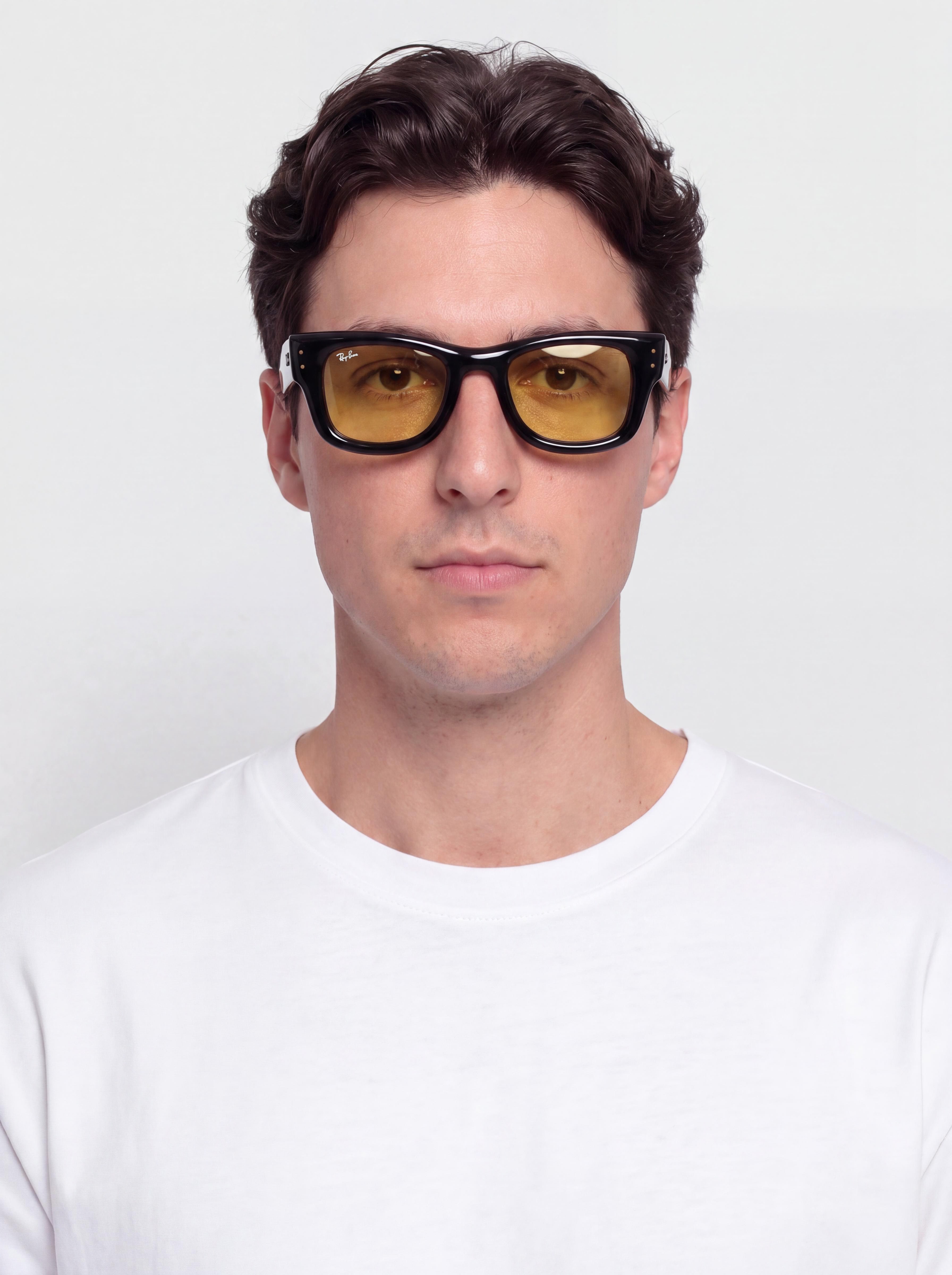 Sluneu010dnu00ed bru00fdle Ray-Ban Wayfarer Puffer (polerowany czarny/u017cu00f3u0142ty)