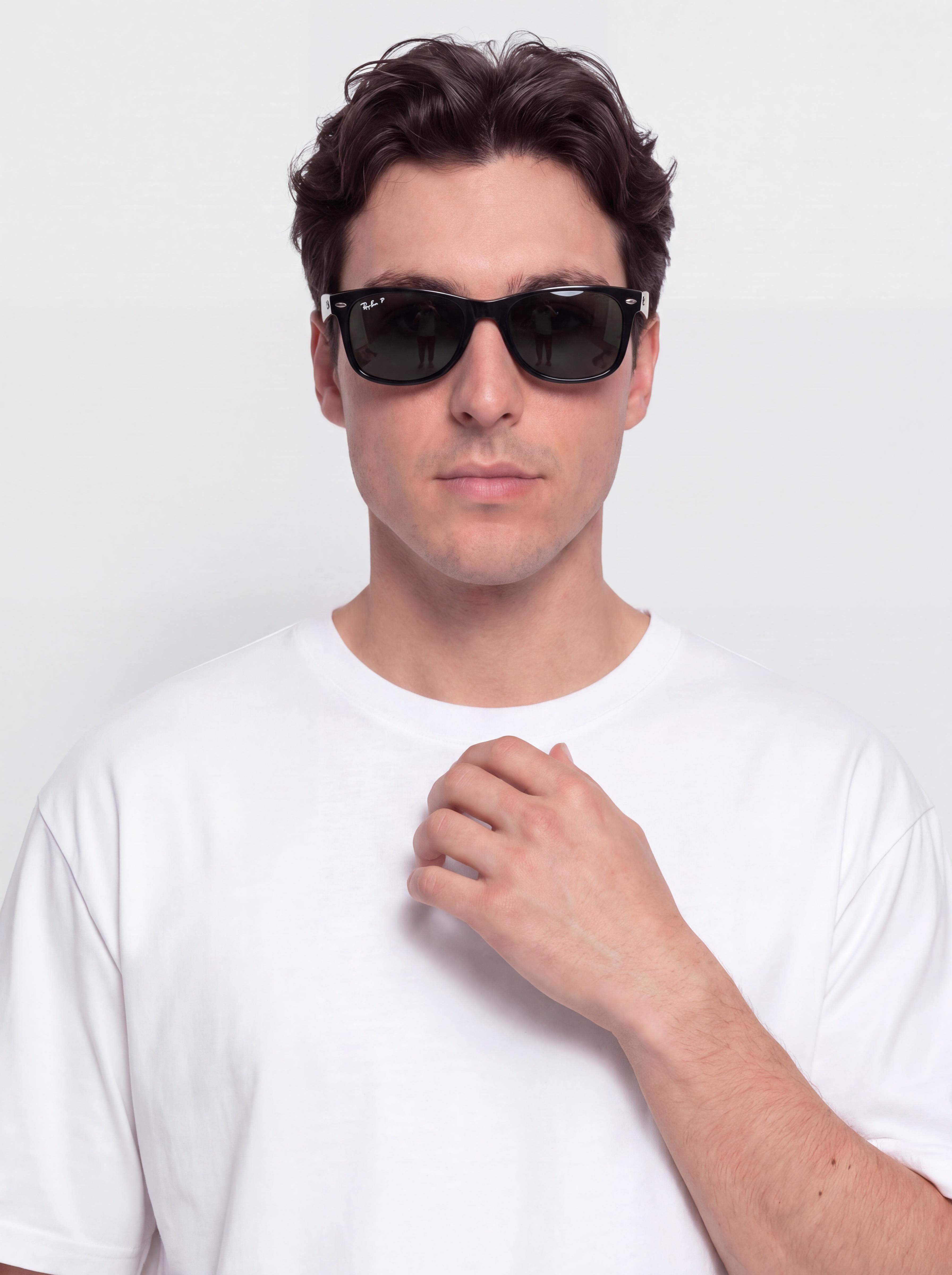 Sluneční brýle Ray-Ban New Wayfarer Classic (polerowany czarny/zielone z polaryzacją)