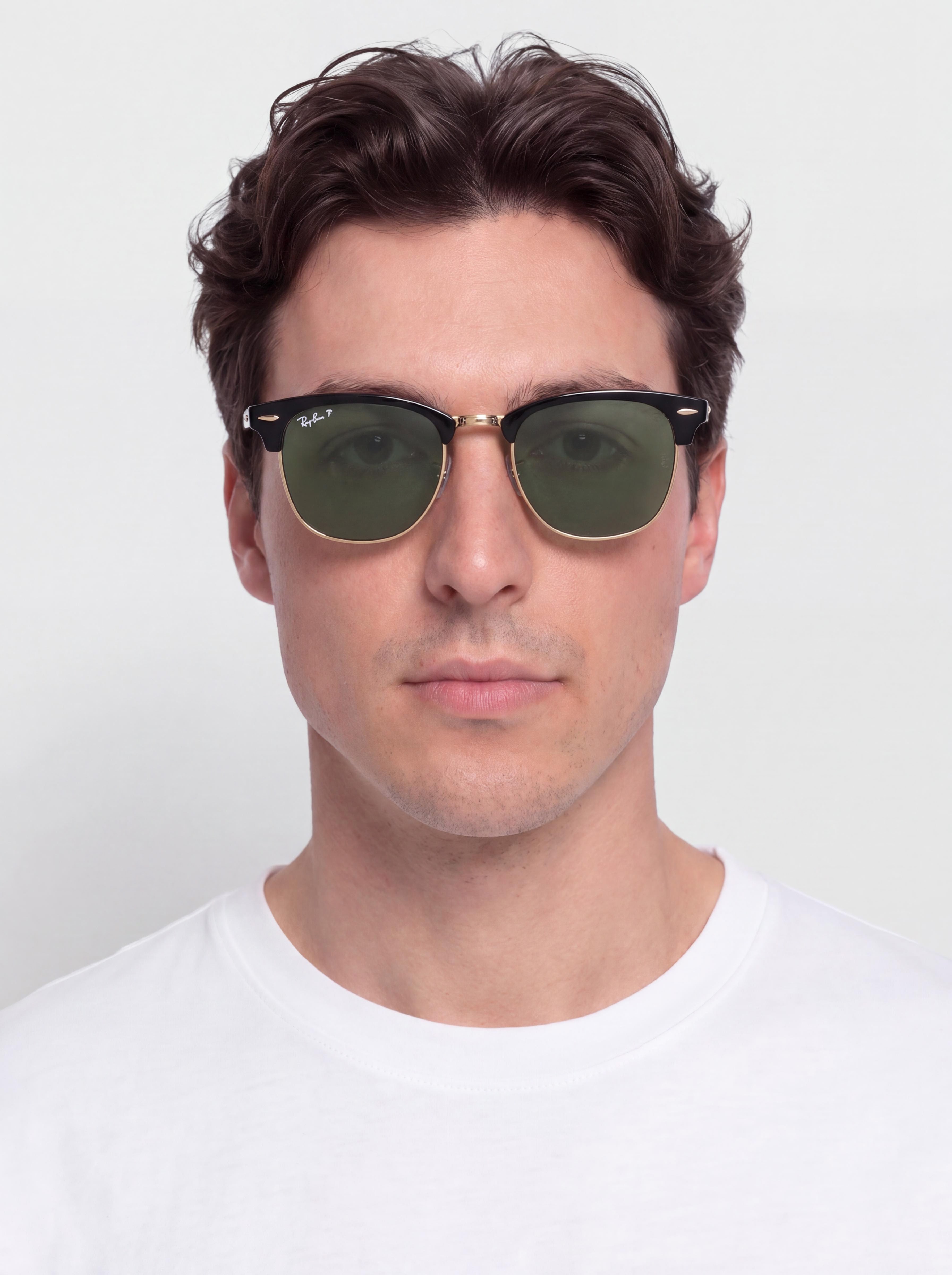 Sluneční brýle Ray-Ban Clubmaster Classic (polerowany czarny i złoty/zielony g-15 polaryzowany)
