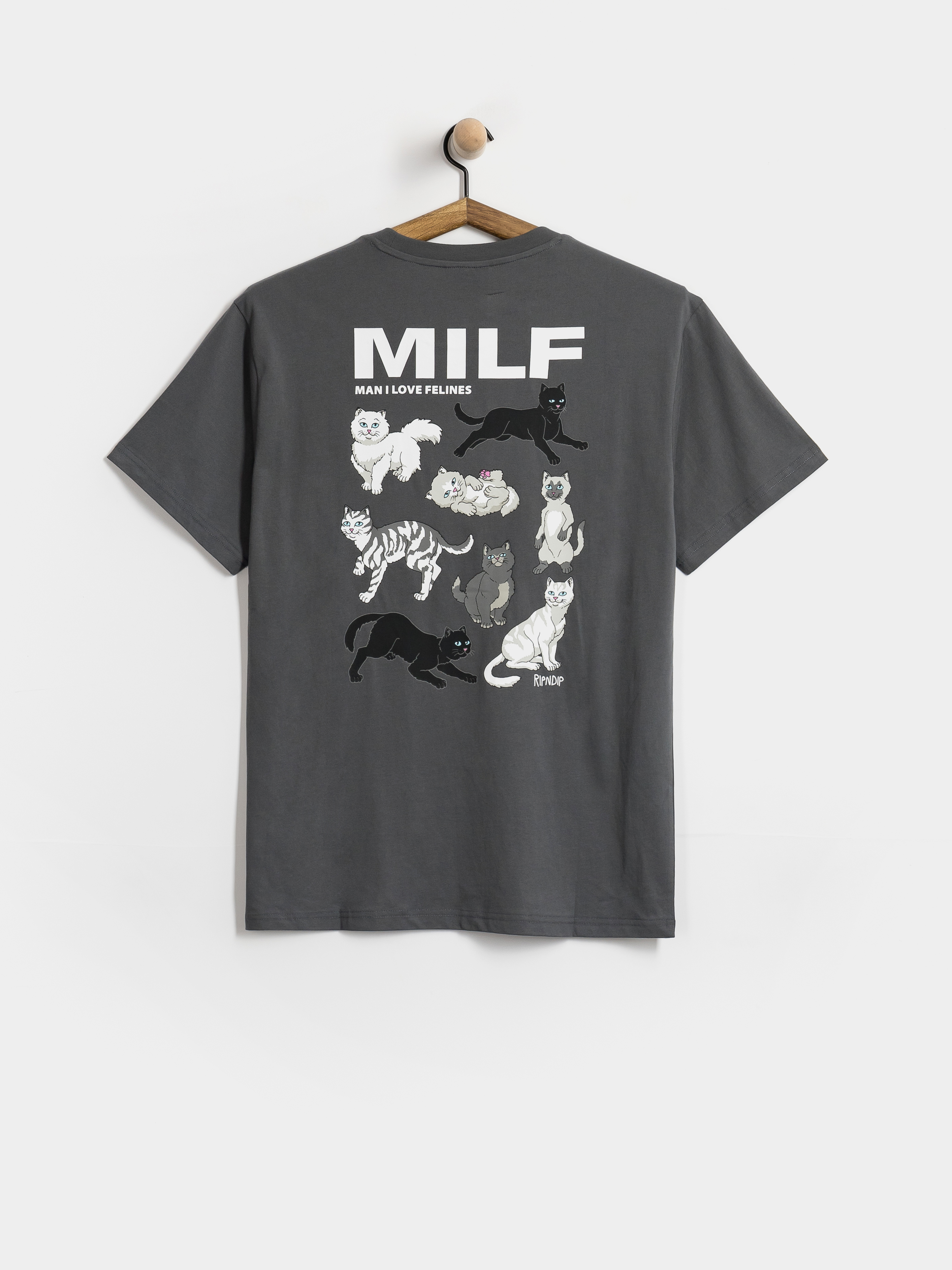 Tričko RipNDip Man I Love Felines (charcoal)