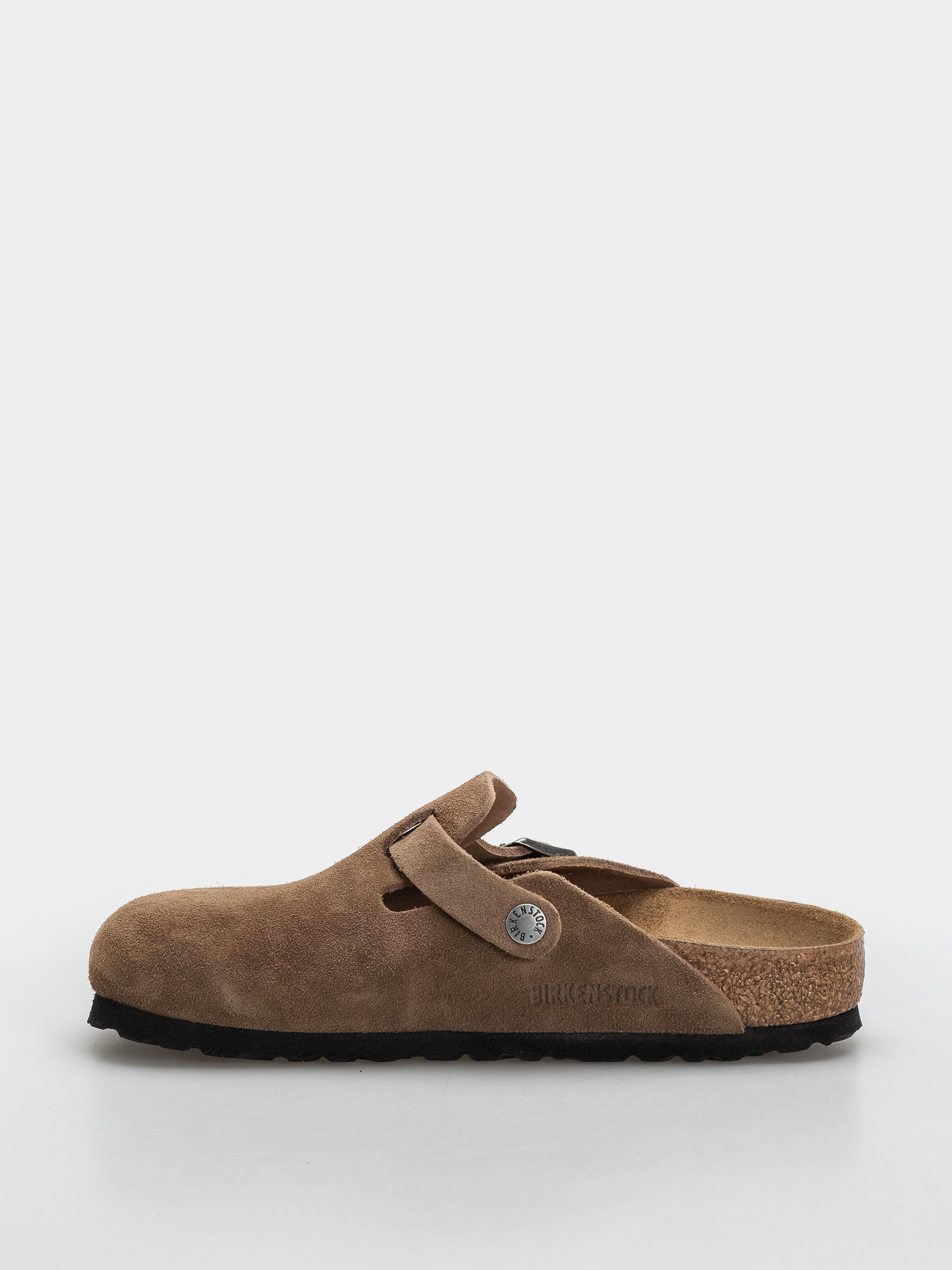 Plážovky Birkenstock Boston Suede Leather Narrow (dark tea)