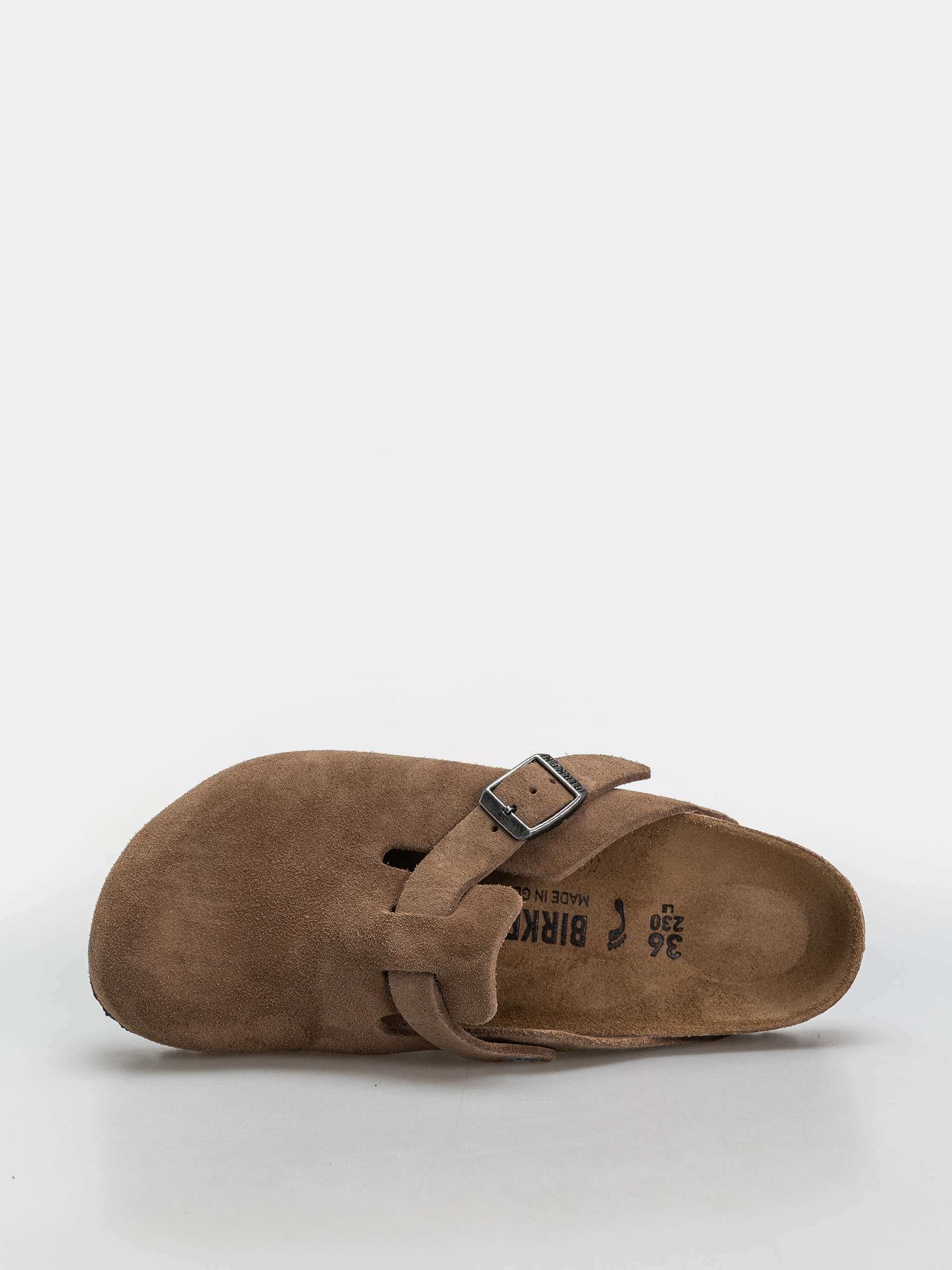 Plážovky Birkenstock Boston Suede Leather Narrow (dark tea)