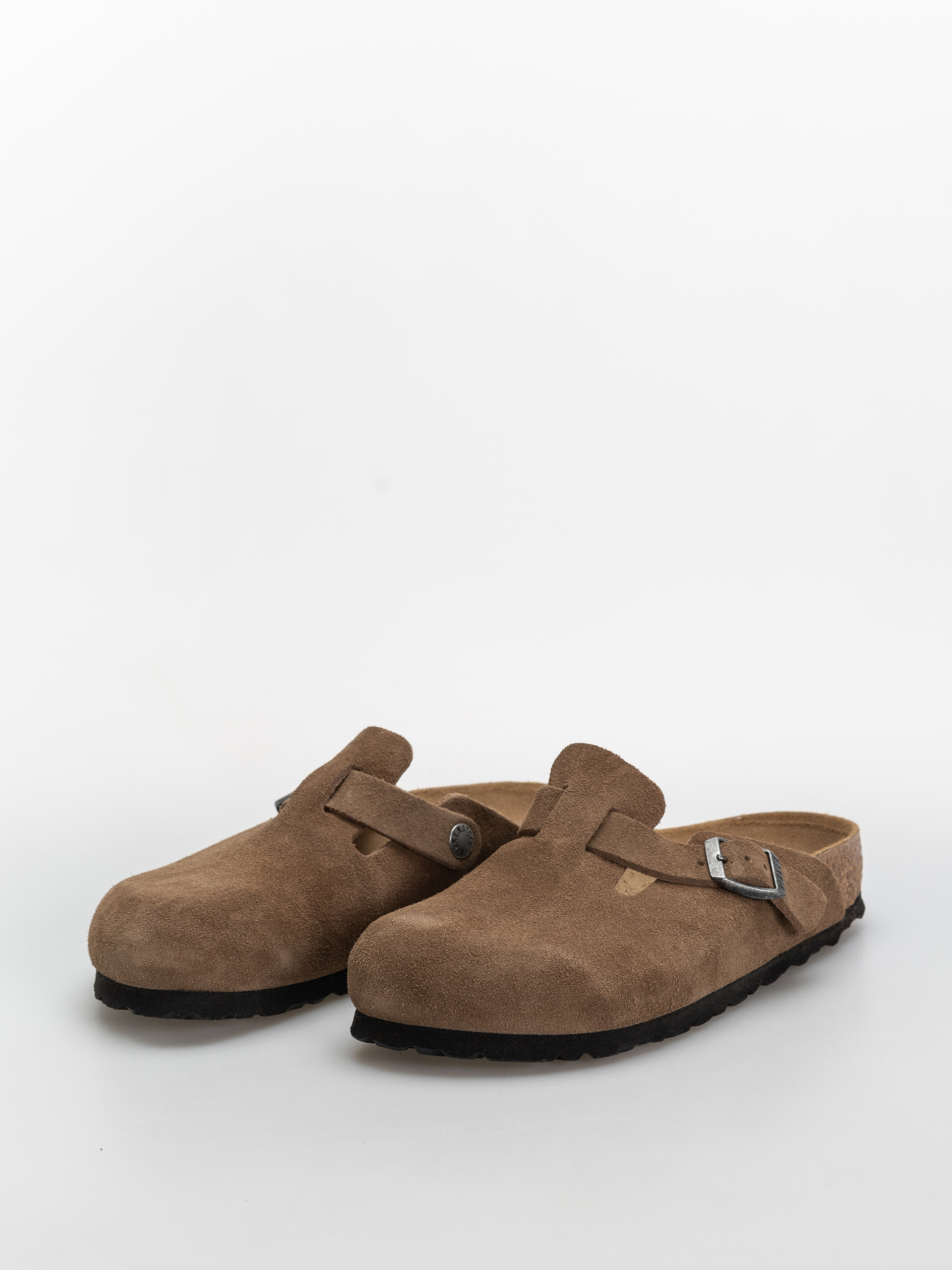 Plážovky Birkenstock Boston Suede Leather Narrow (dark tea)
