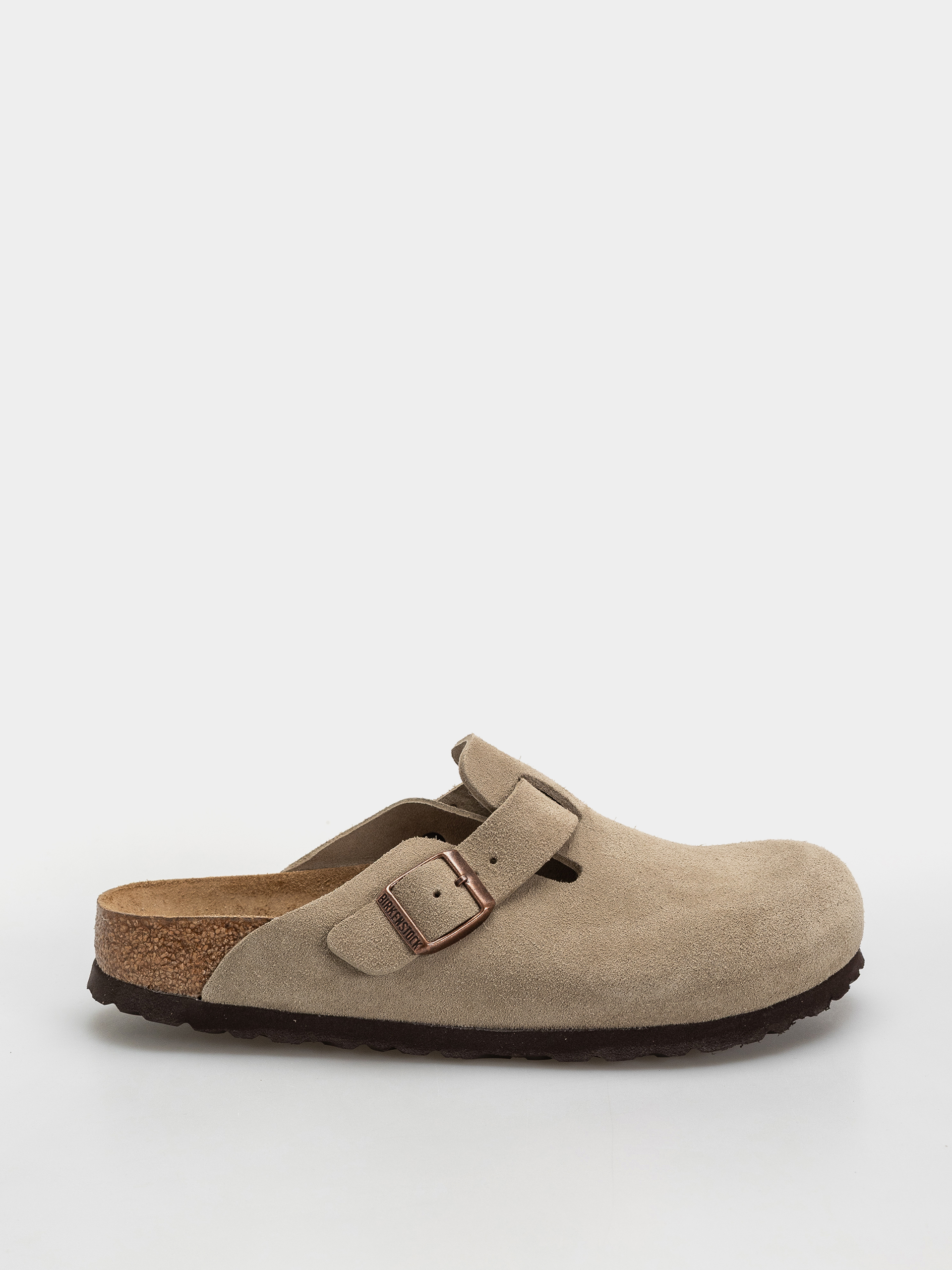 Plážovky Birkenstock Boston Soft Footbed Suede Leather Narrow (taupe)