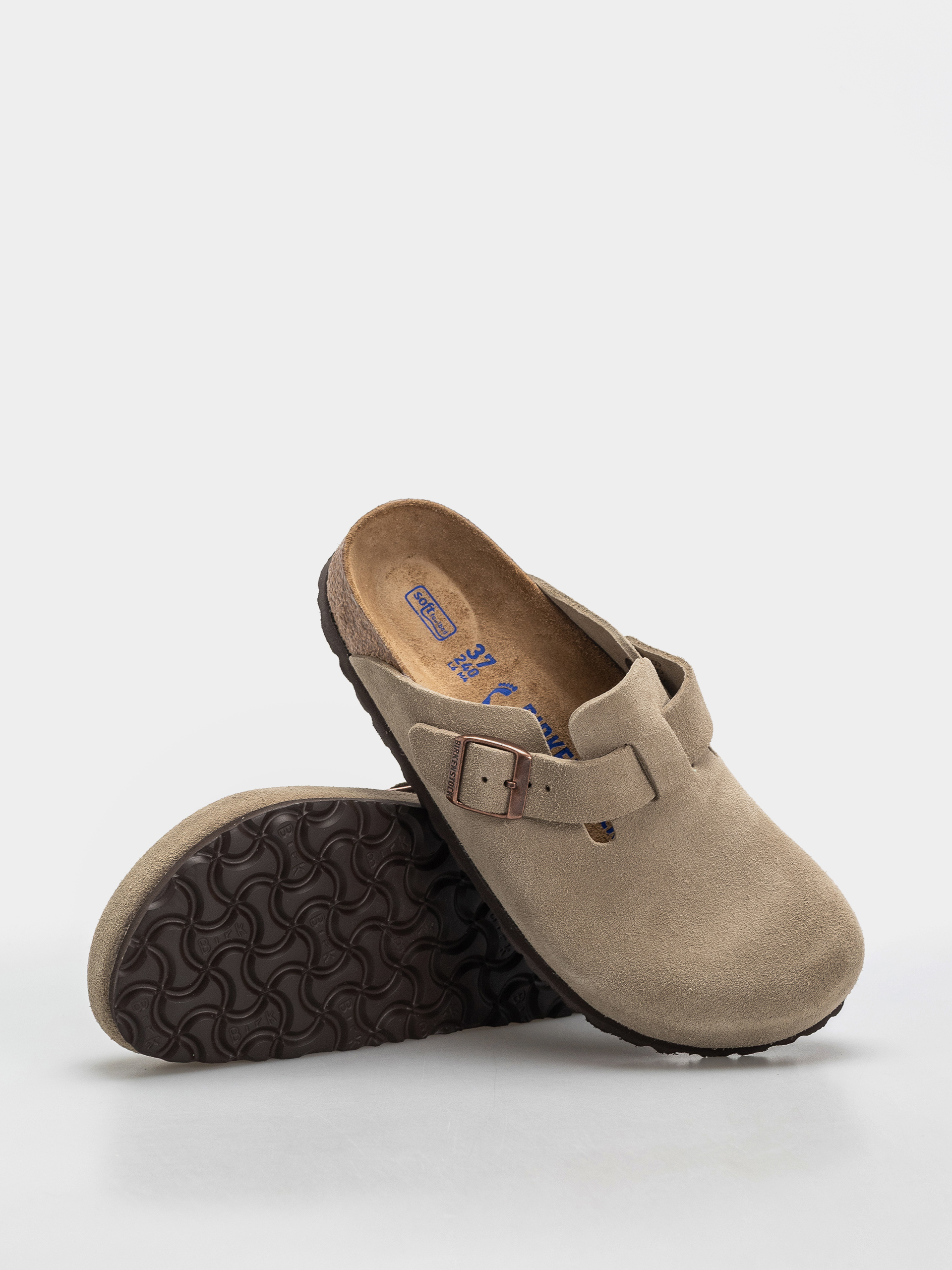 Plážovky Birkenstock Boston Soft Footbed Suede Leather Narrow (taupe)