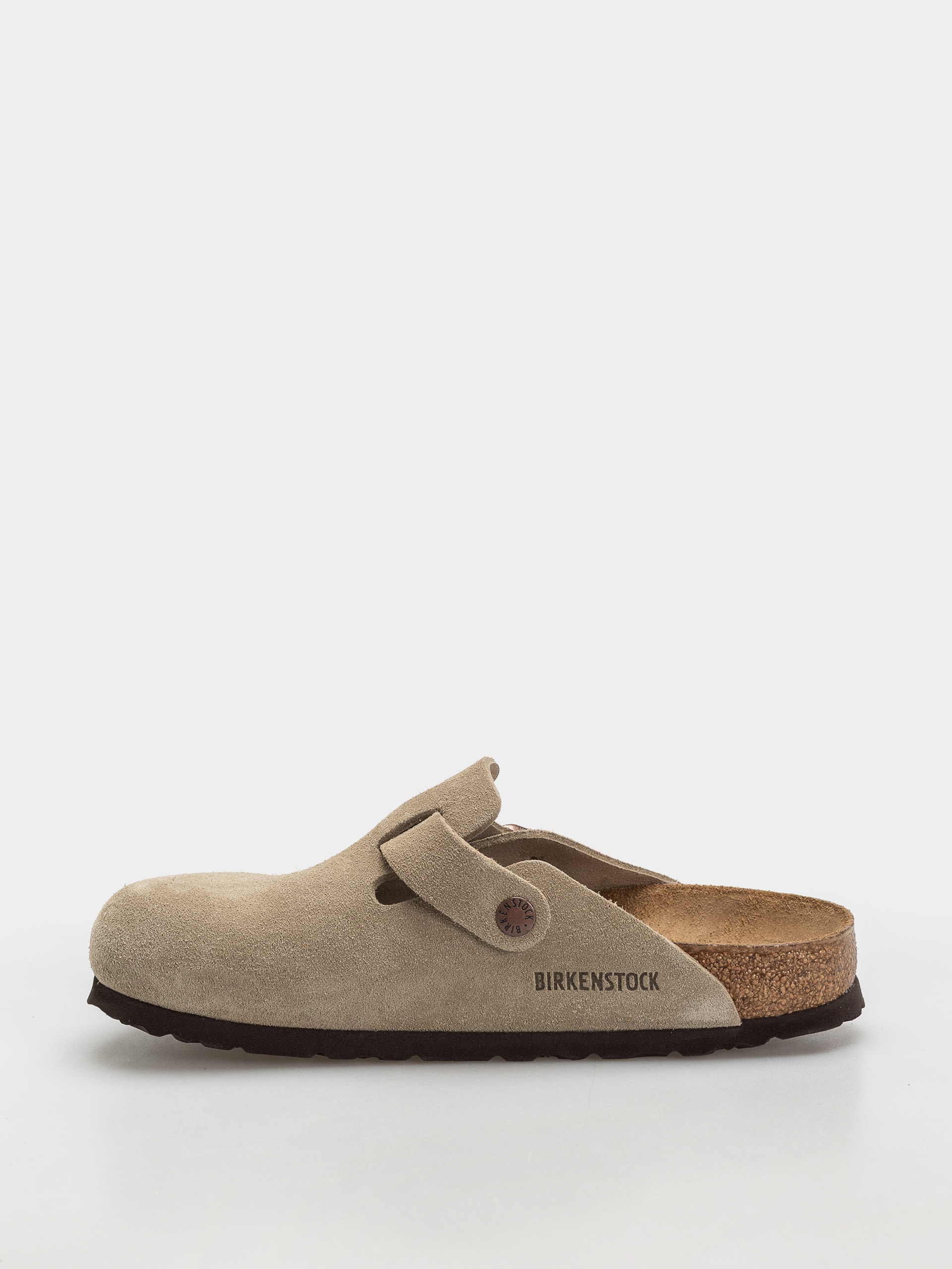 Plážovky Birkenstock Boston Soft Footbed Suede Leather Narrow (taupe)