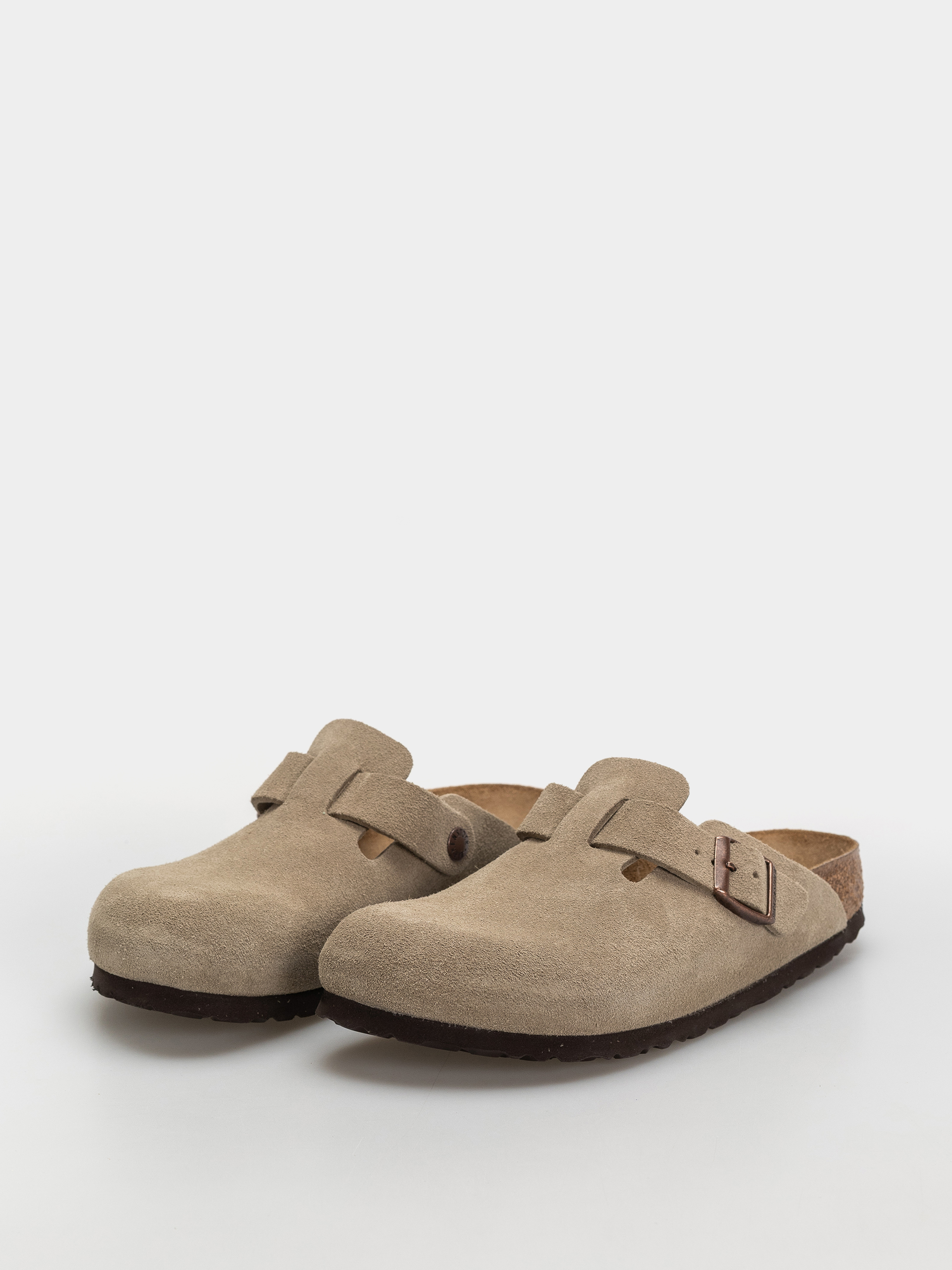 Plážovky Birkenstock Boston Soft Footbed Suede Leather Narrow (taupe)