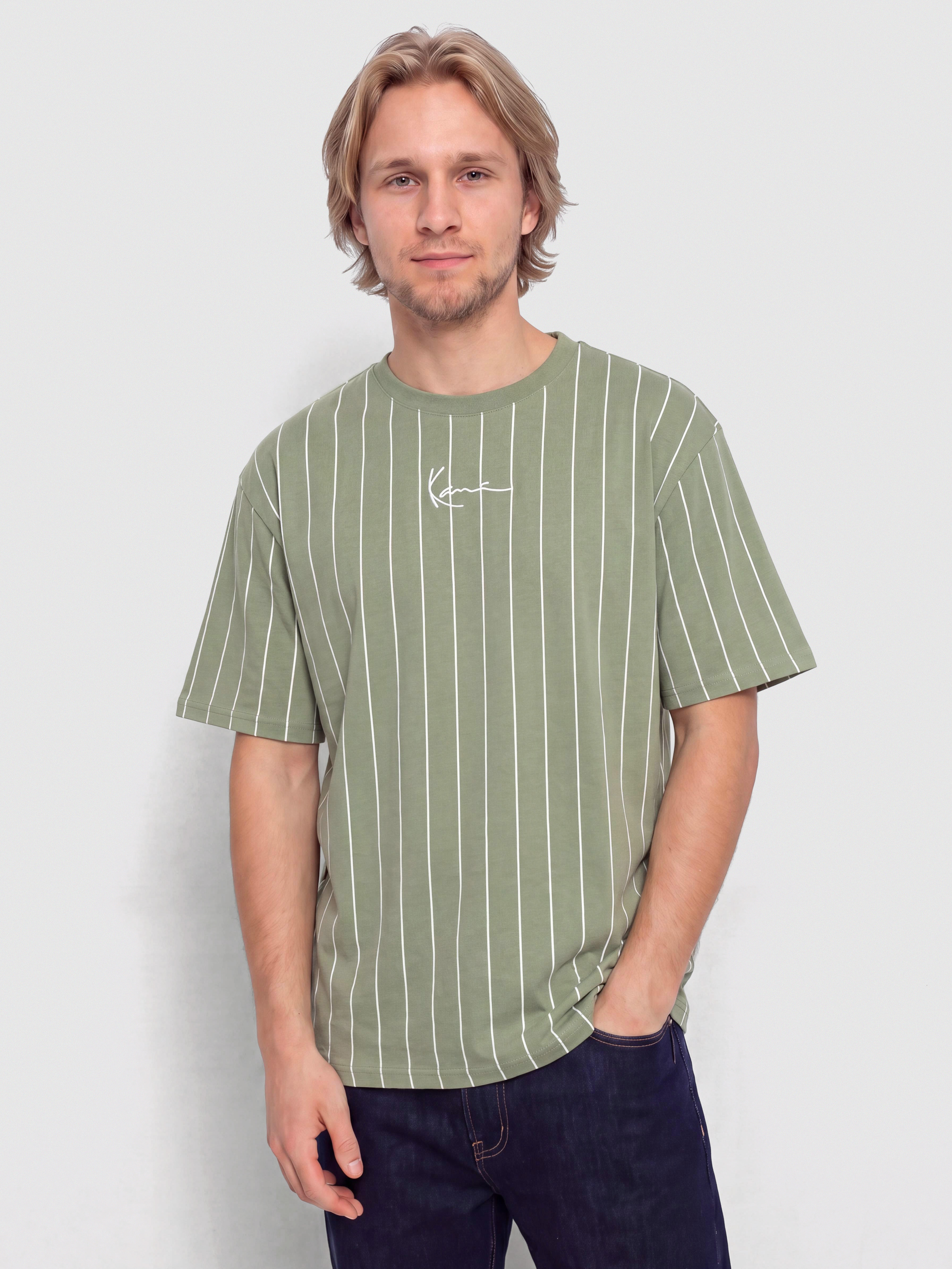 Tričko Karl Kani Small Signature Pinstripe