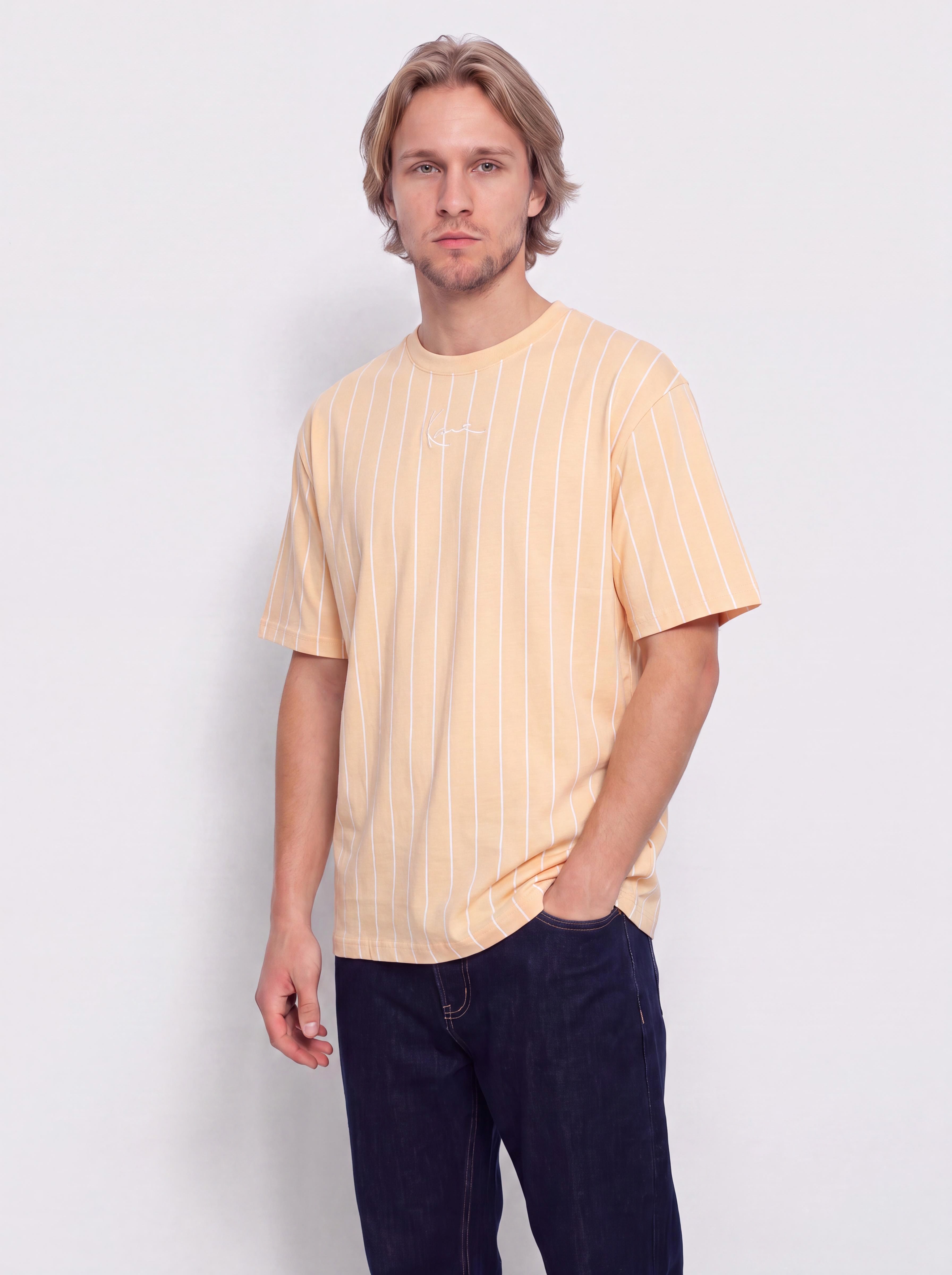 Tričko Karl Kani Small Signature Essential Pinstripe (orange)