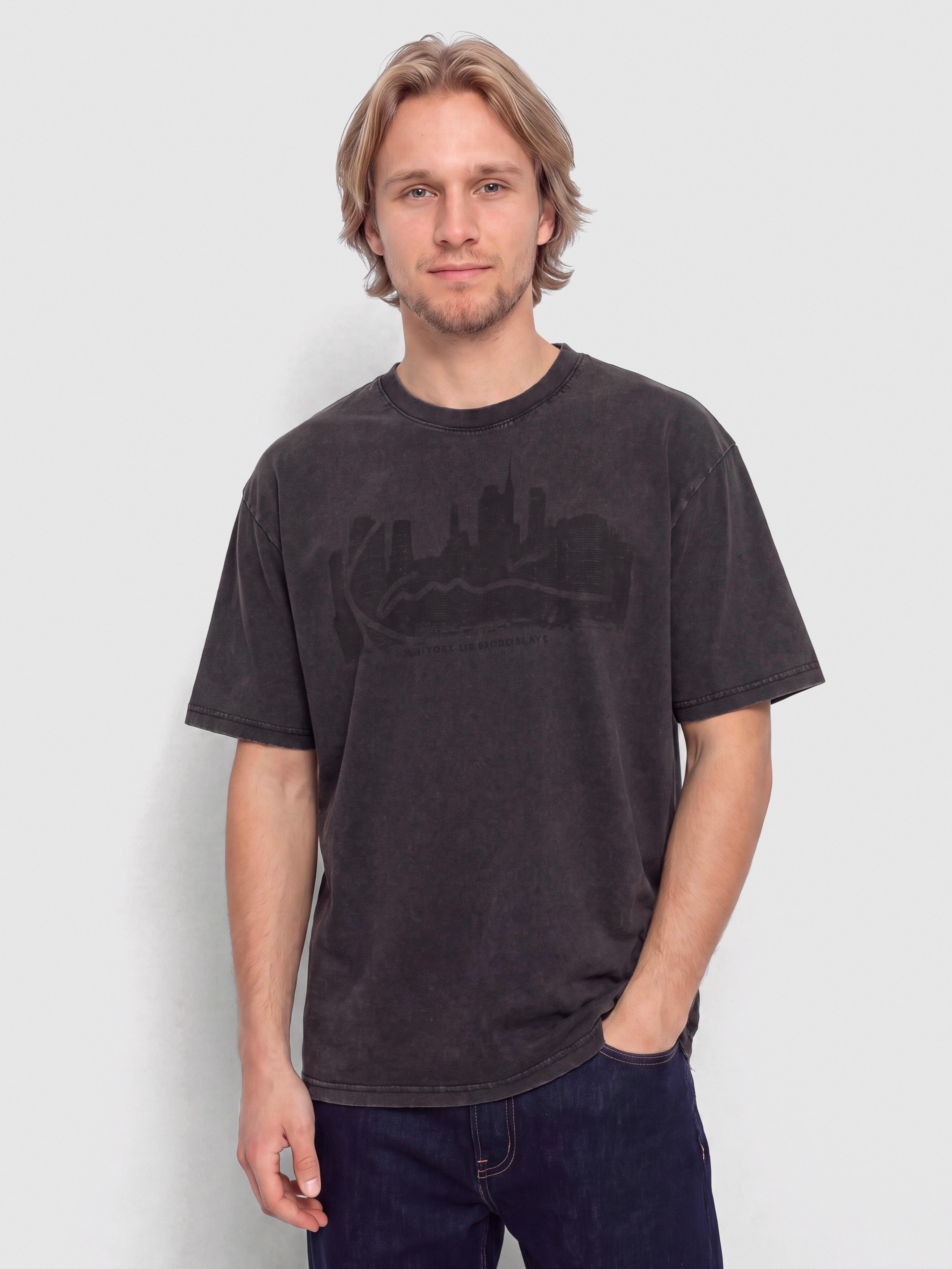 Tričko Karl Kani Signature Skyline Washed Boxy (black)