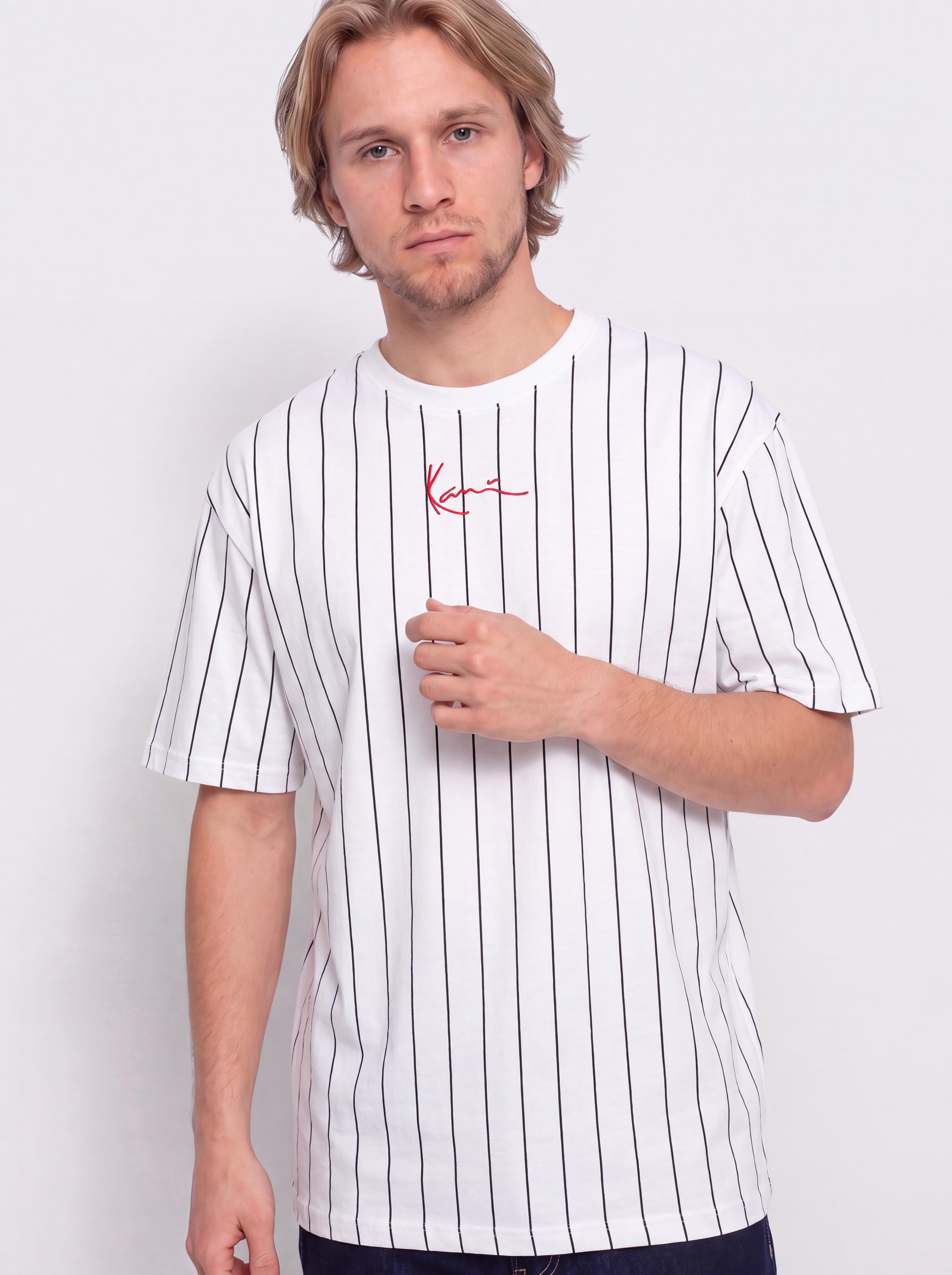 Tričko Karl Kani Small Signature Pinstripe