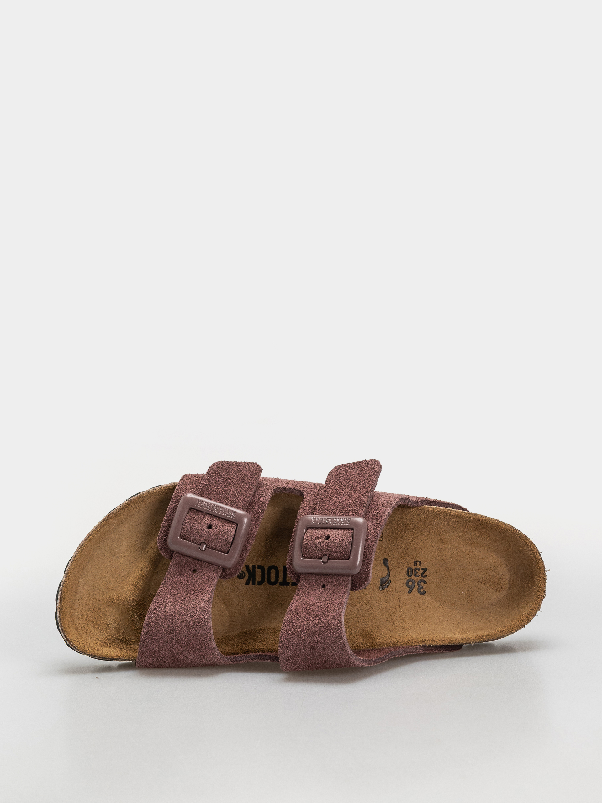 Plážovky Birkenstock Arizona Suede Leather Cushion Buckle Narrow Wmn (pepper)