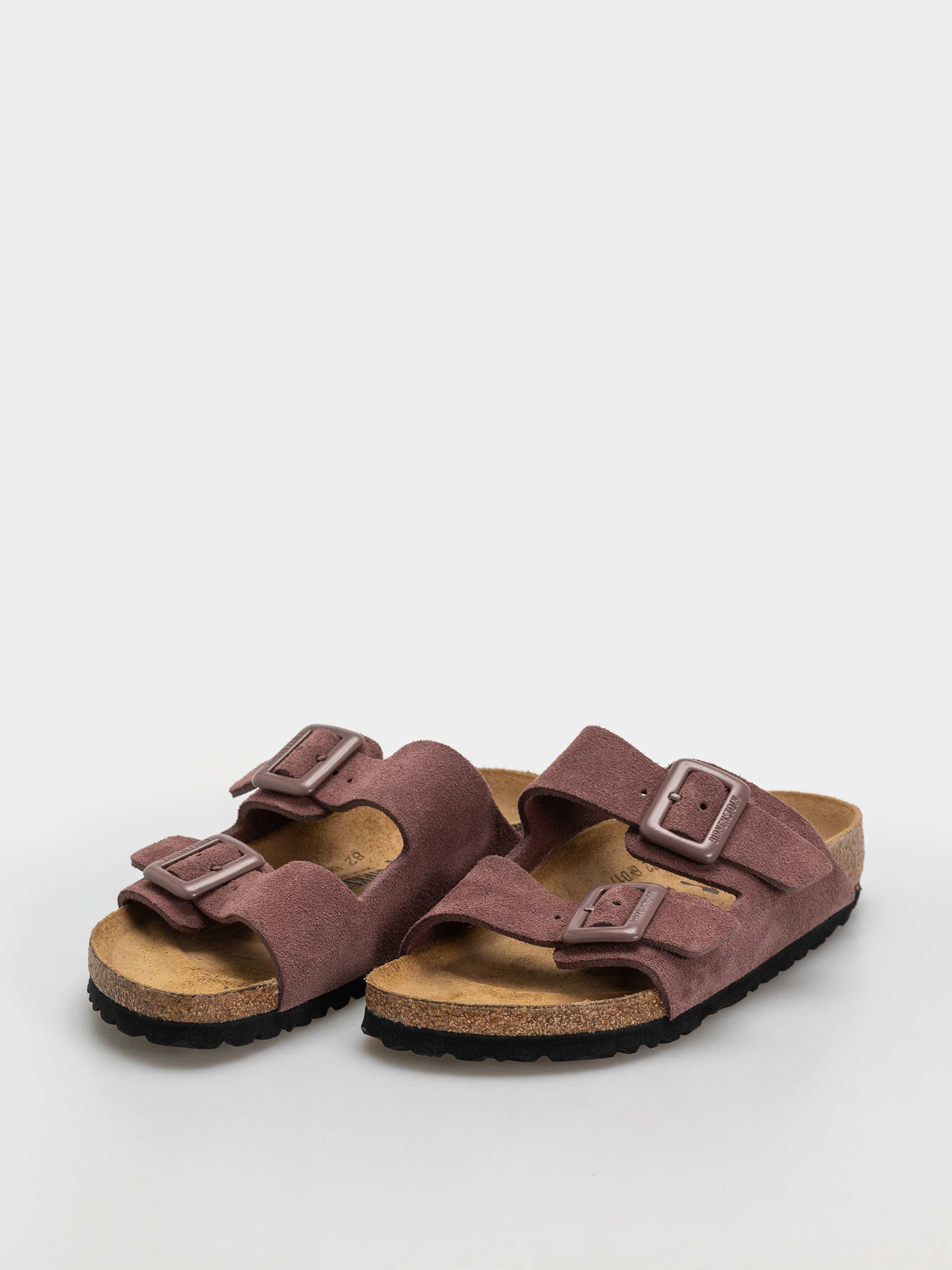 Plážovky Birkenstock Arizona Suede Leather Cushion Buckle Narrow Wmn (pepper)