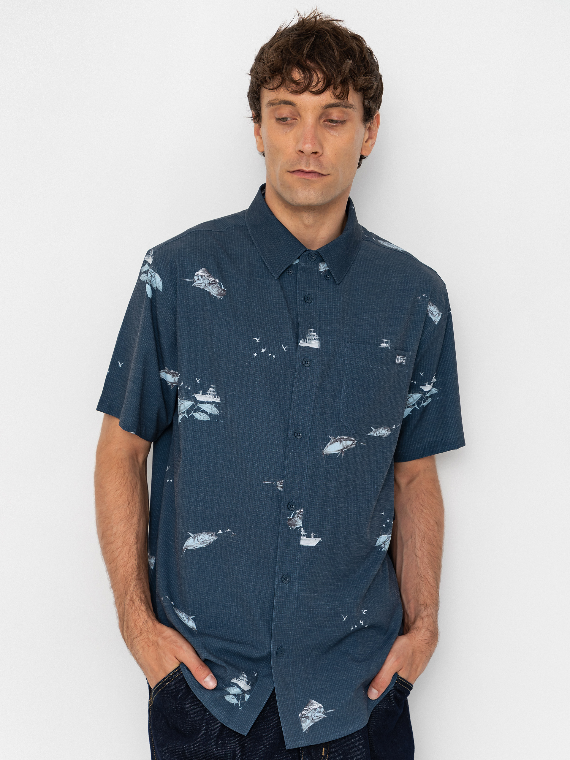 Košile Salty Crew Breezer Perf Button Up (midnight navy)