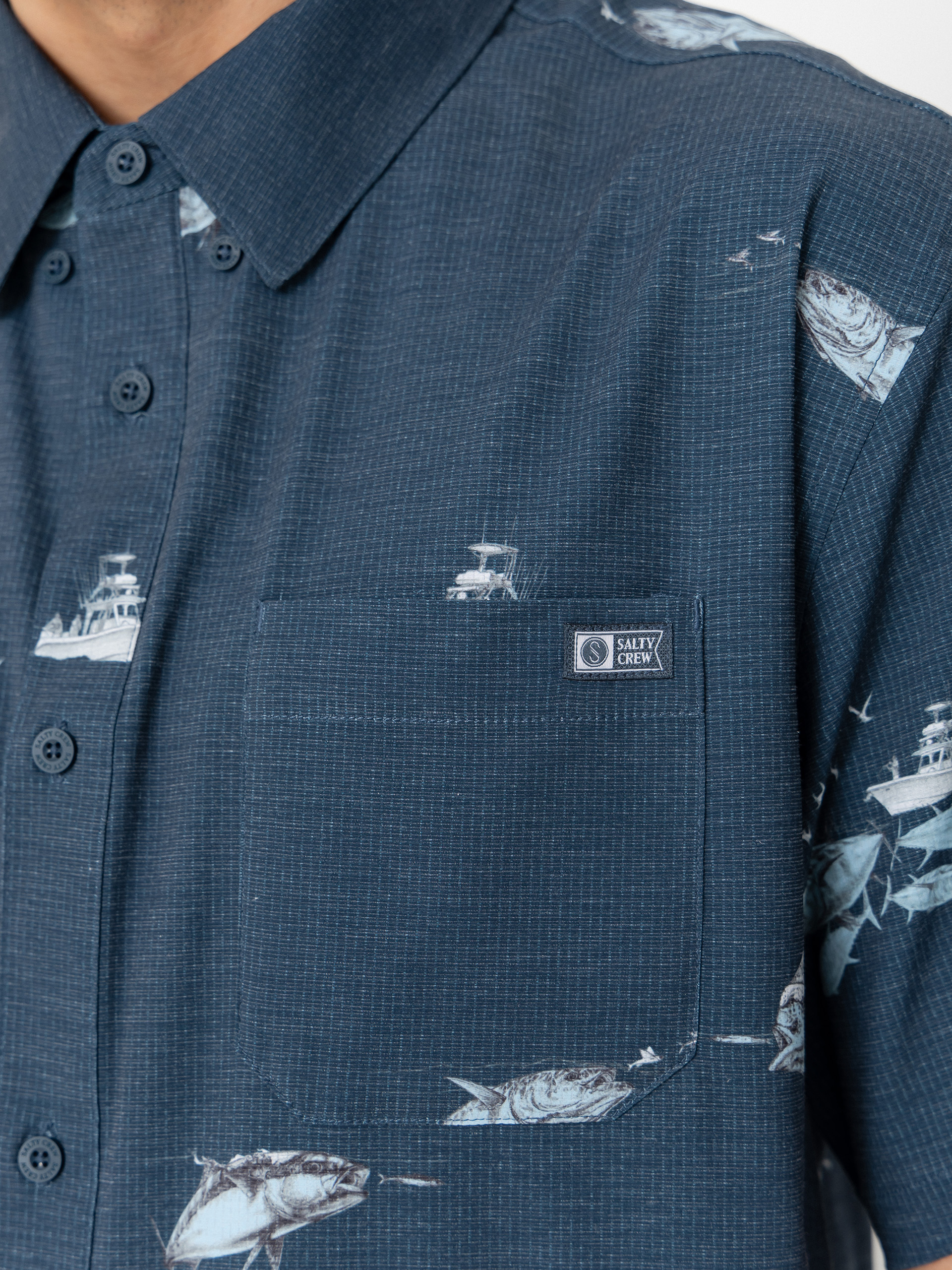 Košile Salty Crew Breezer Perf Button Up (midnight navy)