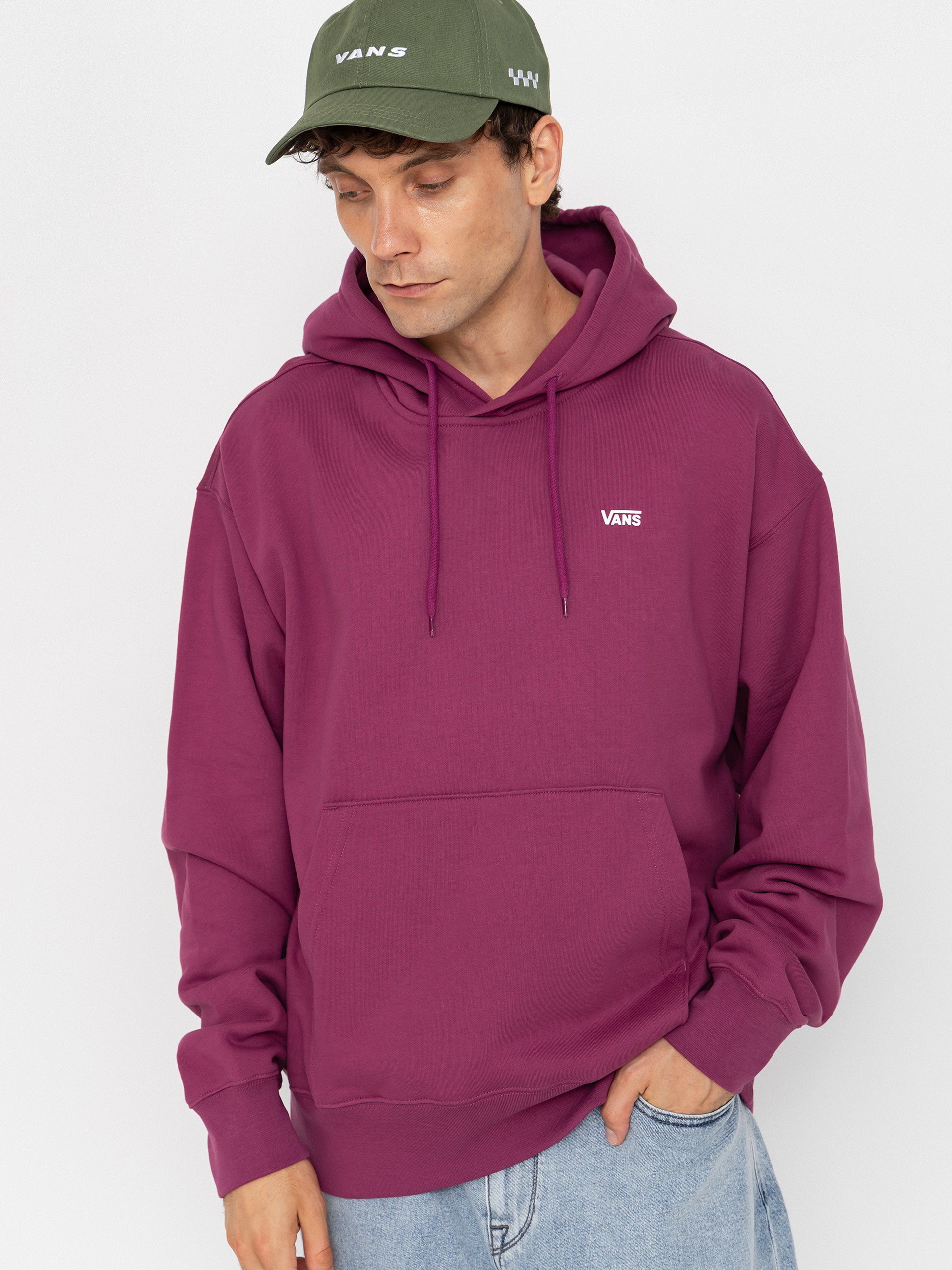 Mikina s kapucí Vans Left Chest HD (mystic mulberry)