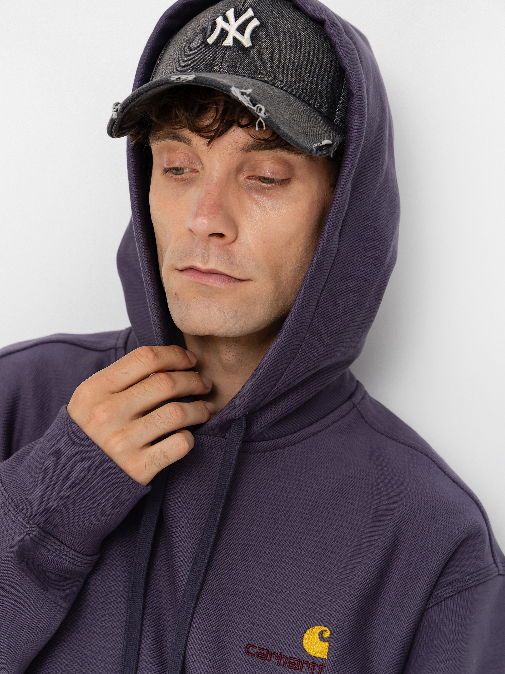 Mikina s kapucí Carhartt WIP American Script HD (shady purple)