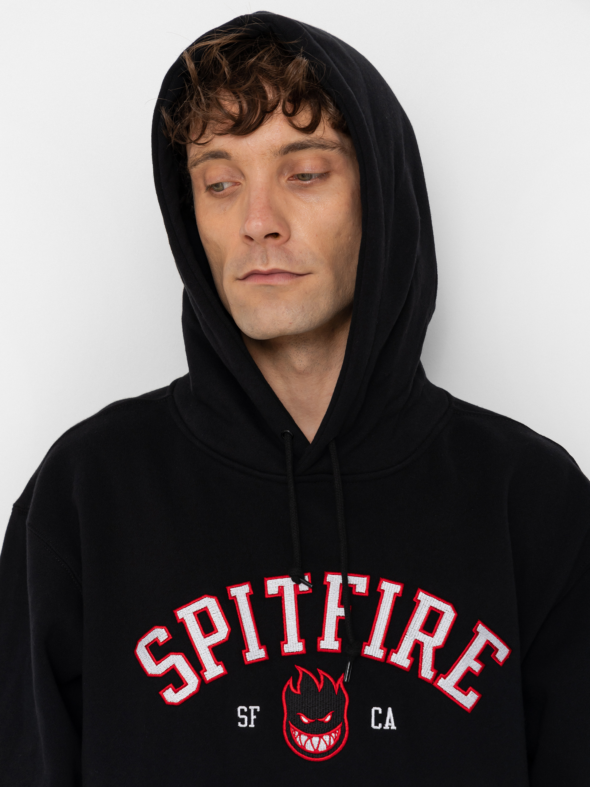 Mikina s kapucí Spitfire Team Bighead HD (black w/red white black embroidery)
