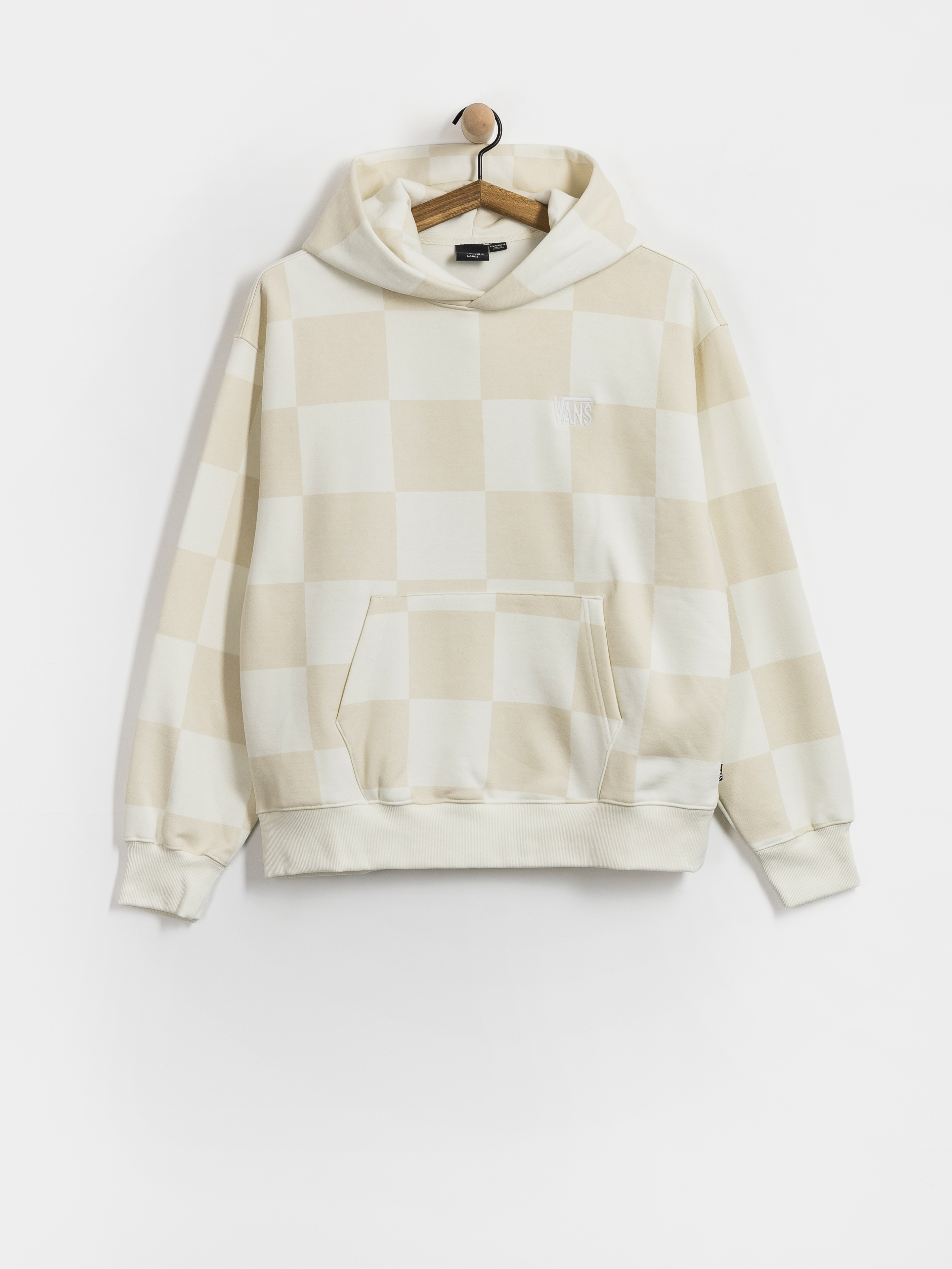 Mikina s kapucí Vans Tonal Check Stretch Logo HD (marshmallow)