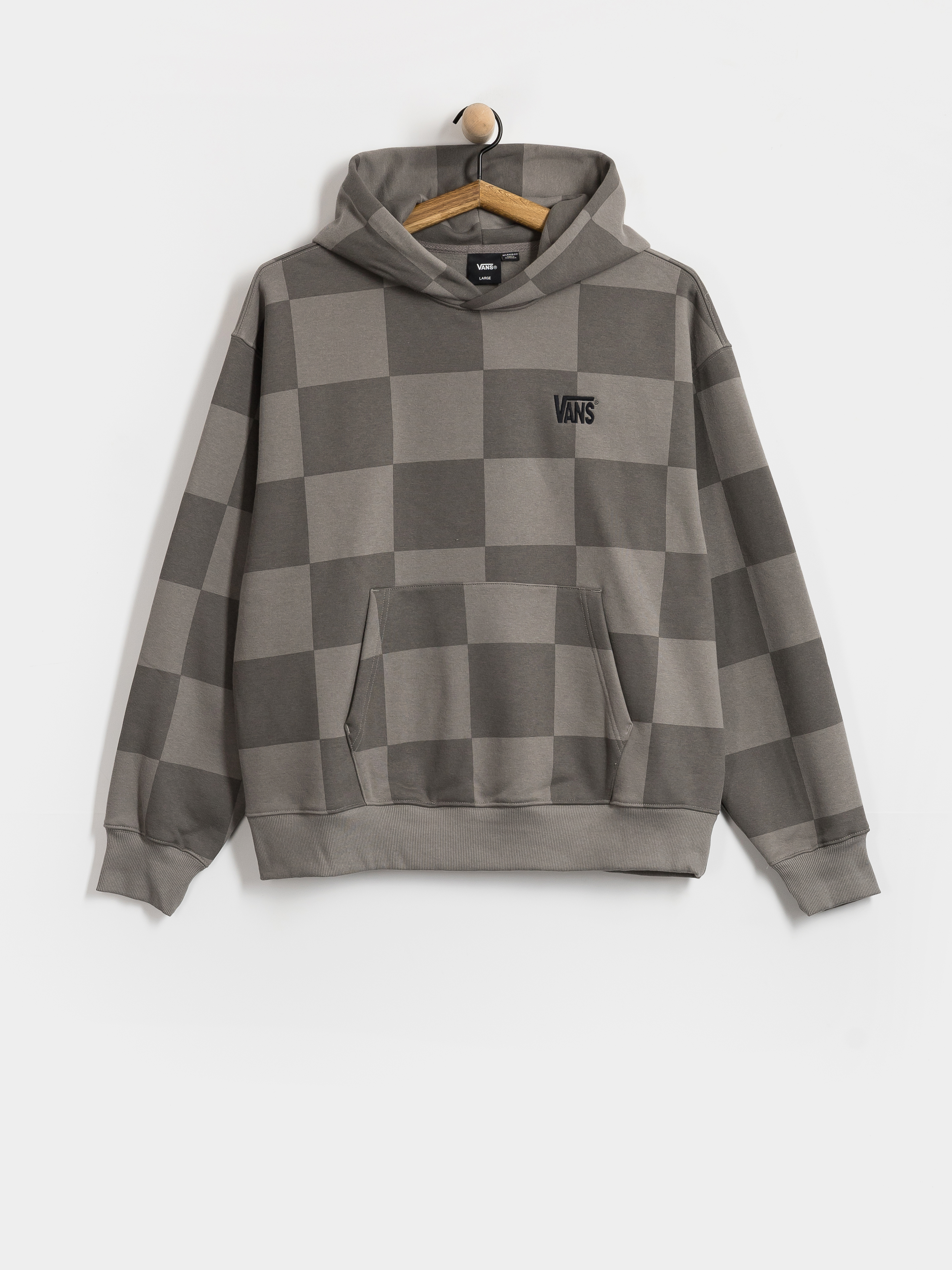 Mikina s kapucí Vans Tonal Check Stretch Logo HD (pewter)